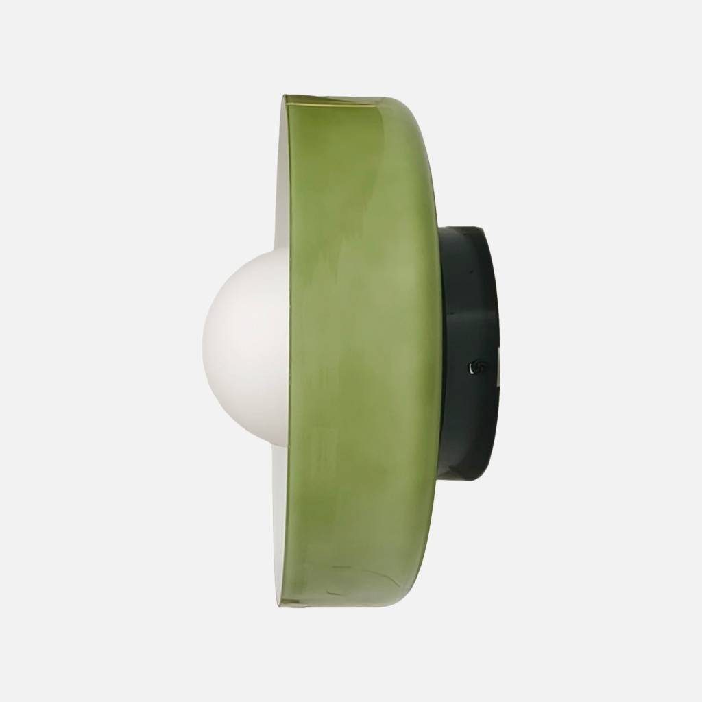 Applique intérieur verre et métal Ø25cm vert