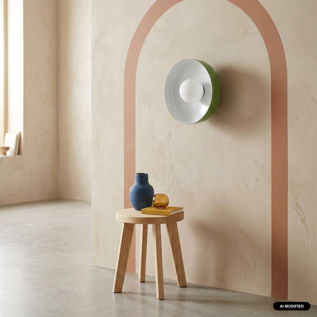 Aplique interior de vidrio y metal, Ø25cm, Nio, Verde, 25x25x13 cm Photo1
