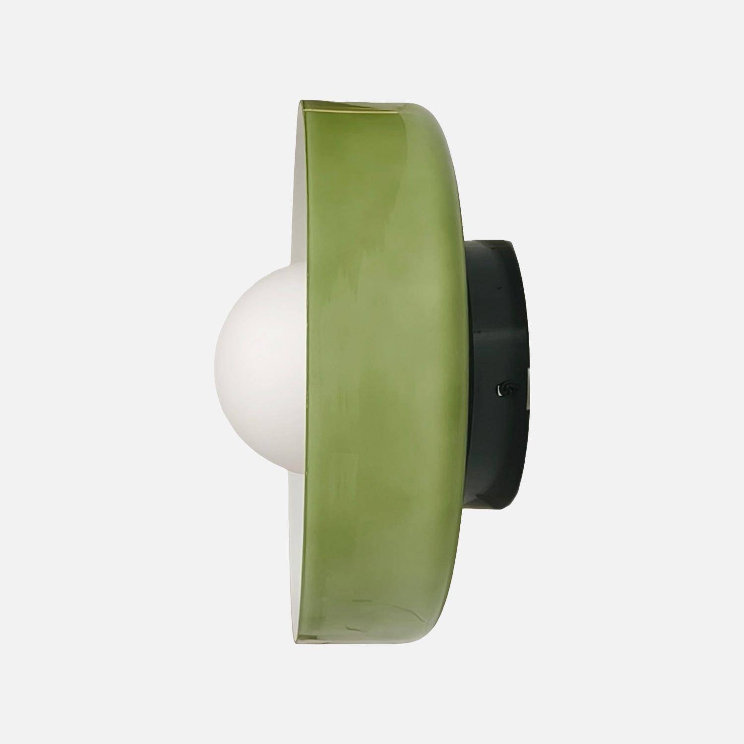 Aplique interior de vidrio y metal, Ø25cm, Nio, Verde, 25x25x13 cm,sweeek,Photo2