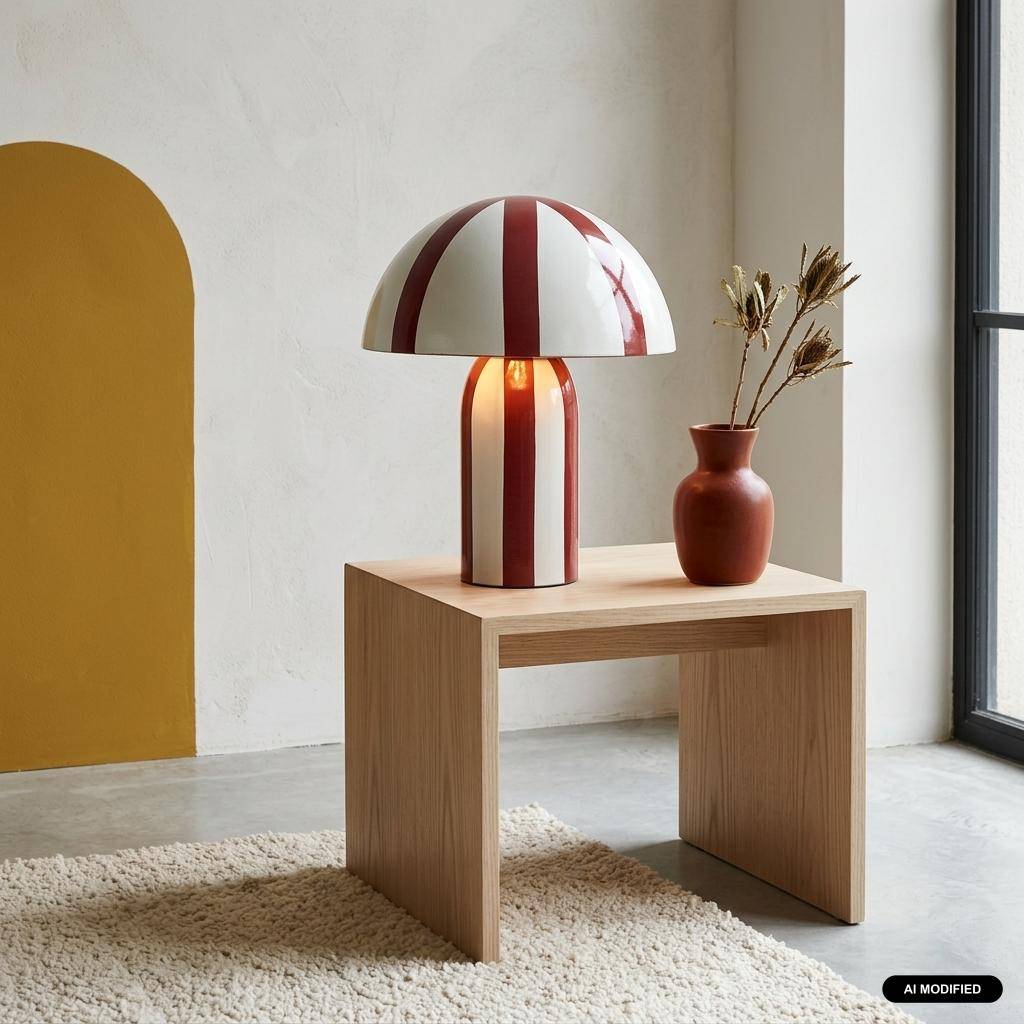 Metalowa lampa stołowa do wnętrz, Ø 20 cm bordowa - Nyx,sweeek,Photo1