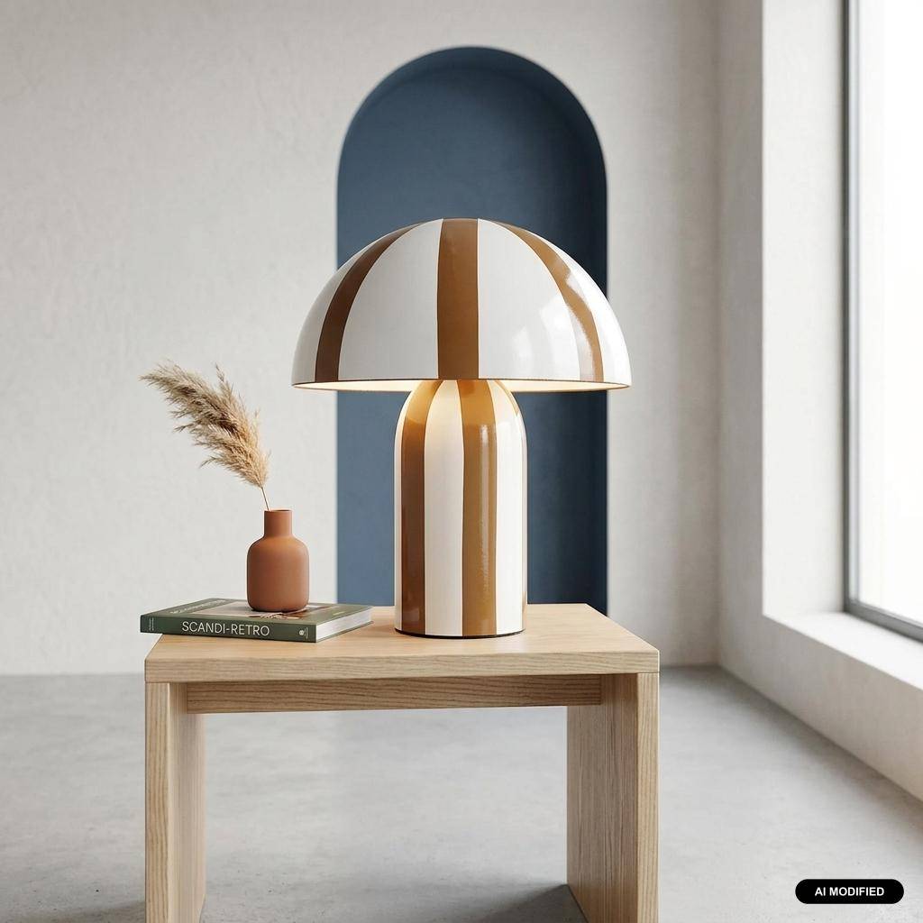 Metalowa lampa stołowa do wnętrz, Ø 20 cm kolor ochry - Nyx Photo1