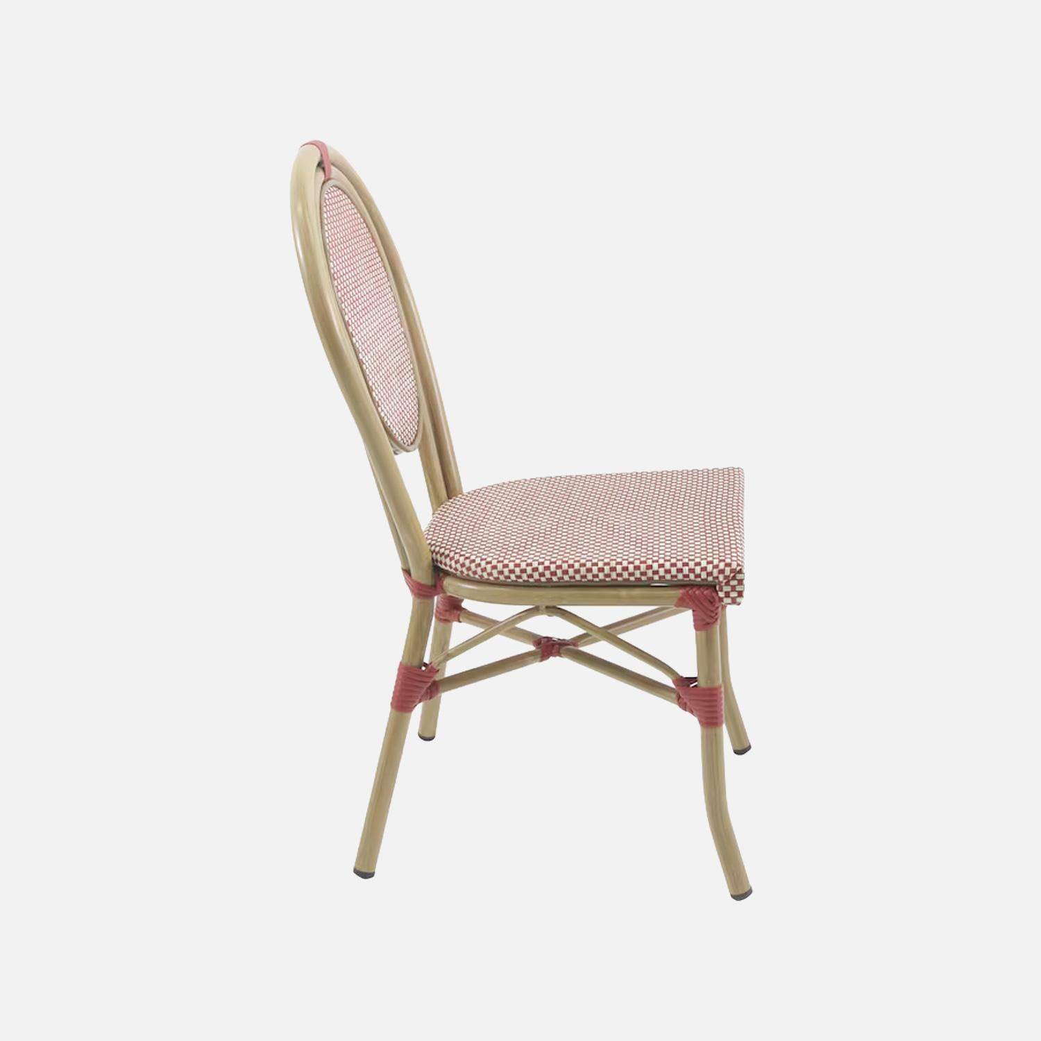 Chaise de terrasse bistrot en textile et aluminium rouge et beige - Opera Photo3