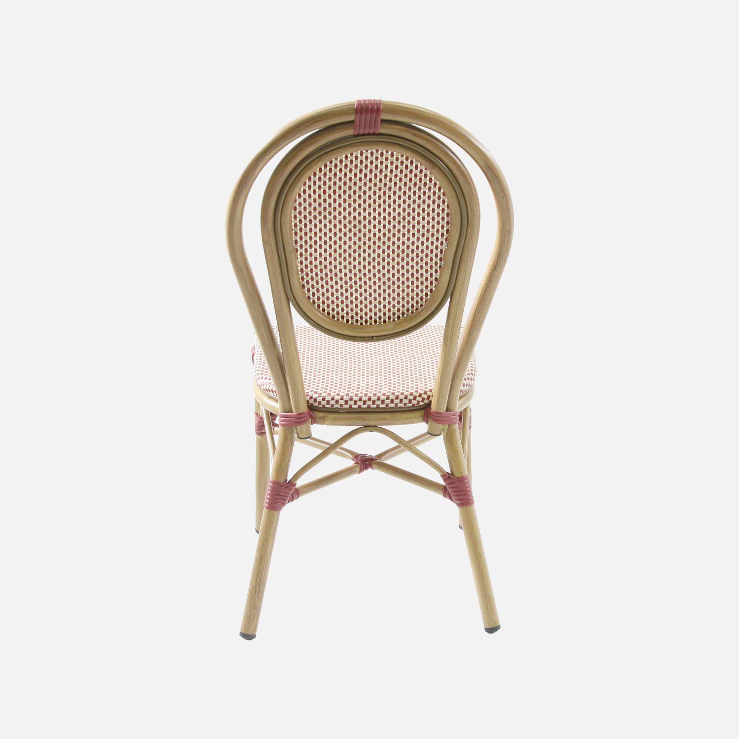 Chaise de terrasse bistrot en textile et aluminium rouge et beige - Opera,sweeek,Photo4