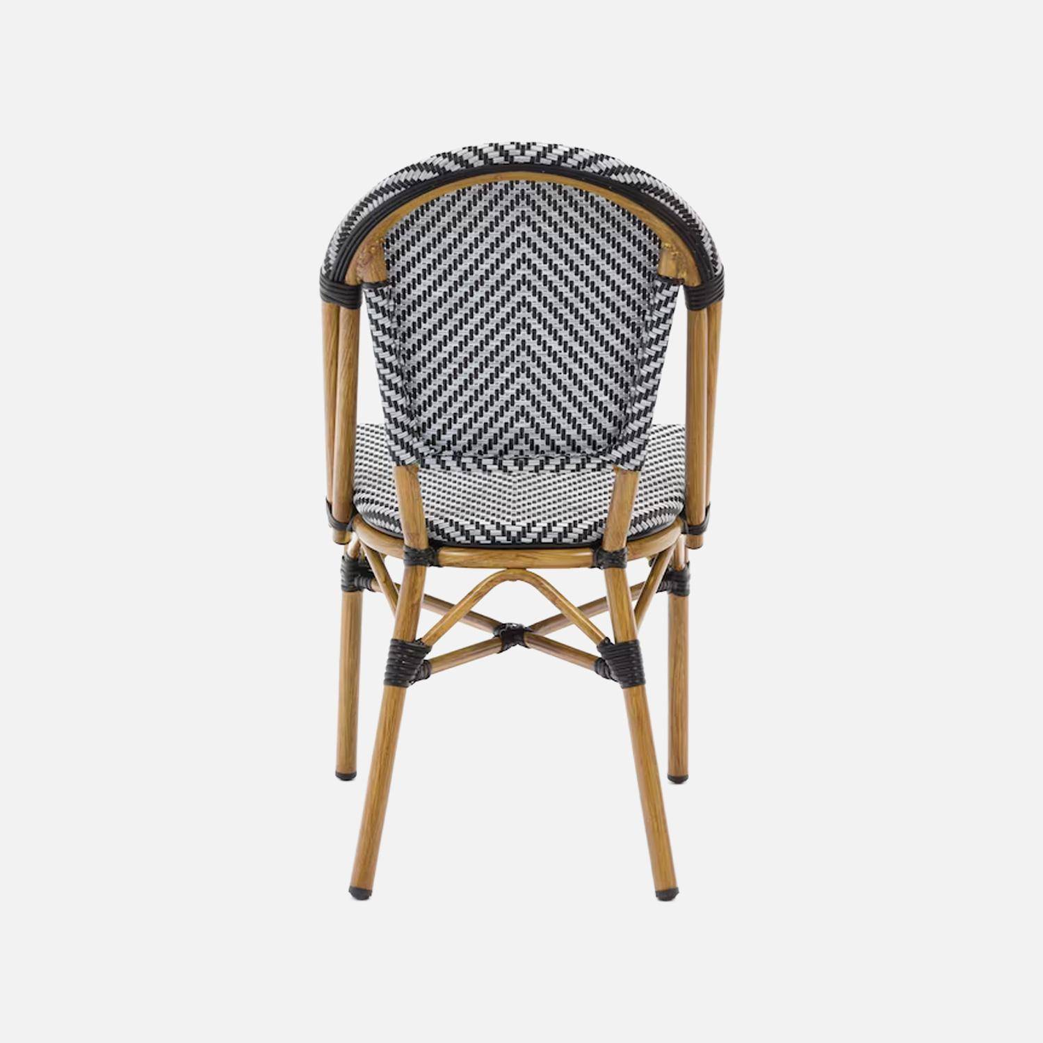 Chaise de terrasse bistrot en textile et aluminium motif chevrons noir et blanc - Rivoli Photo4