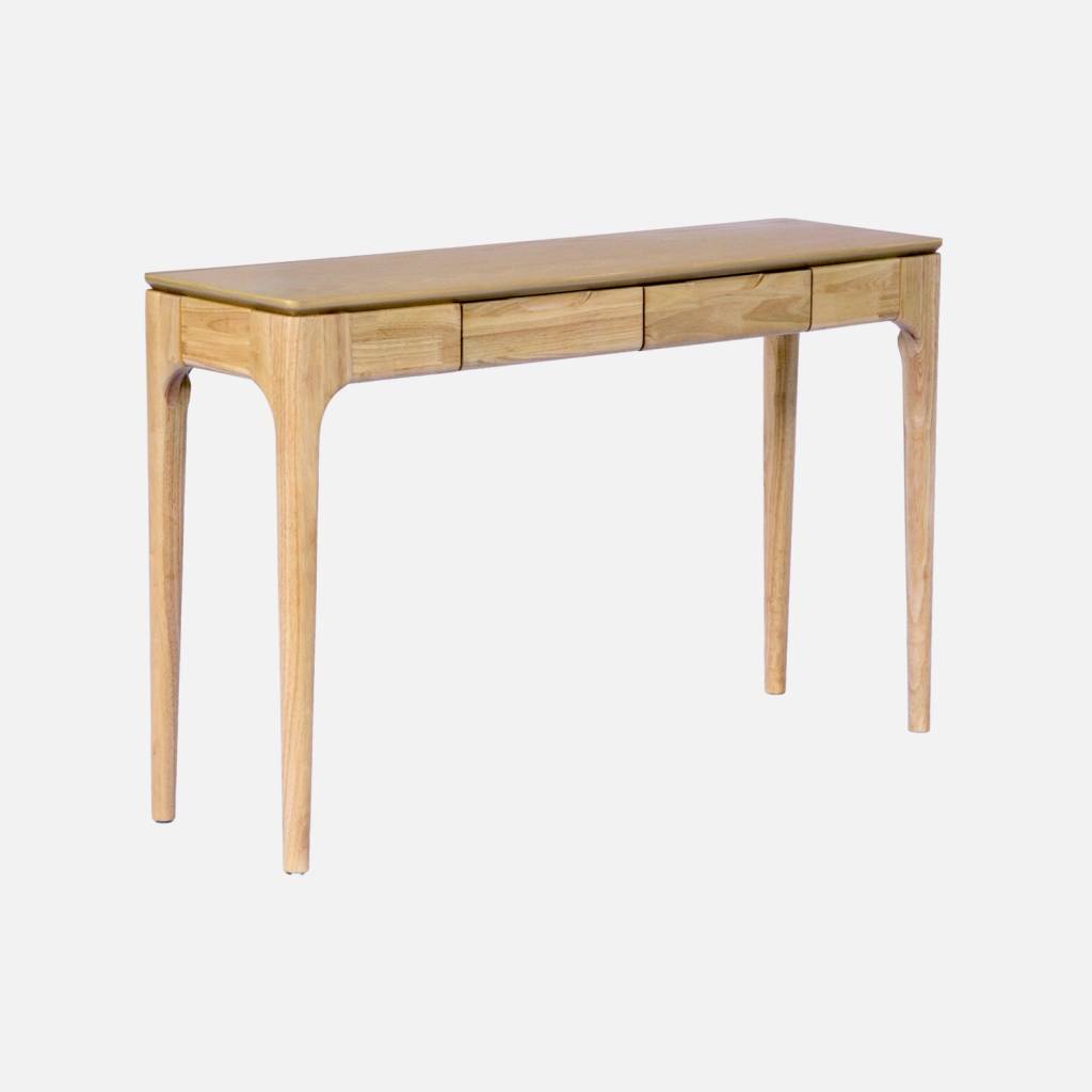 Consola em seringueira e freixo com 2 gavetas, Natural