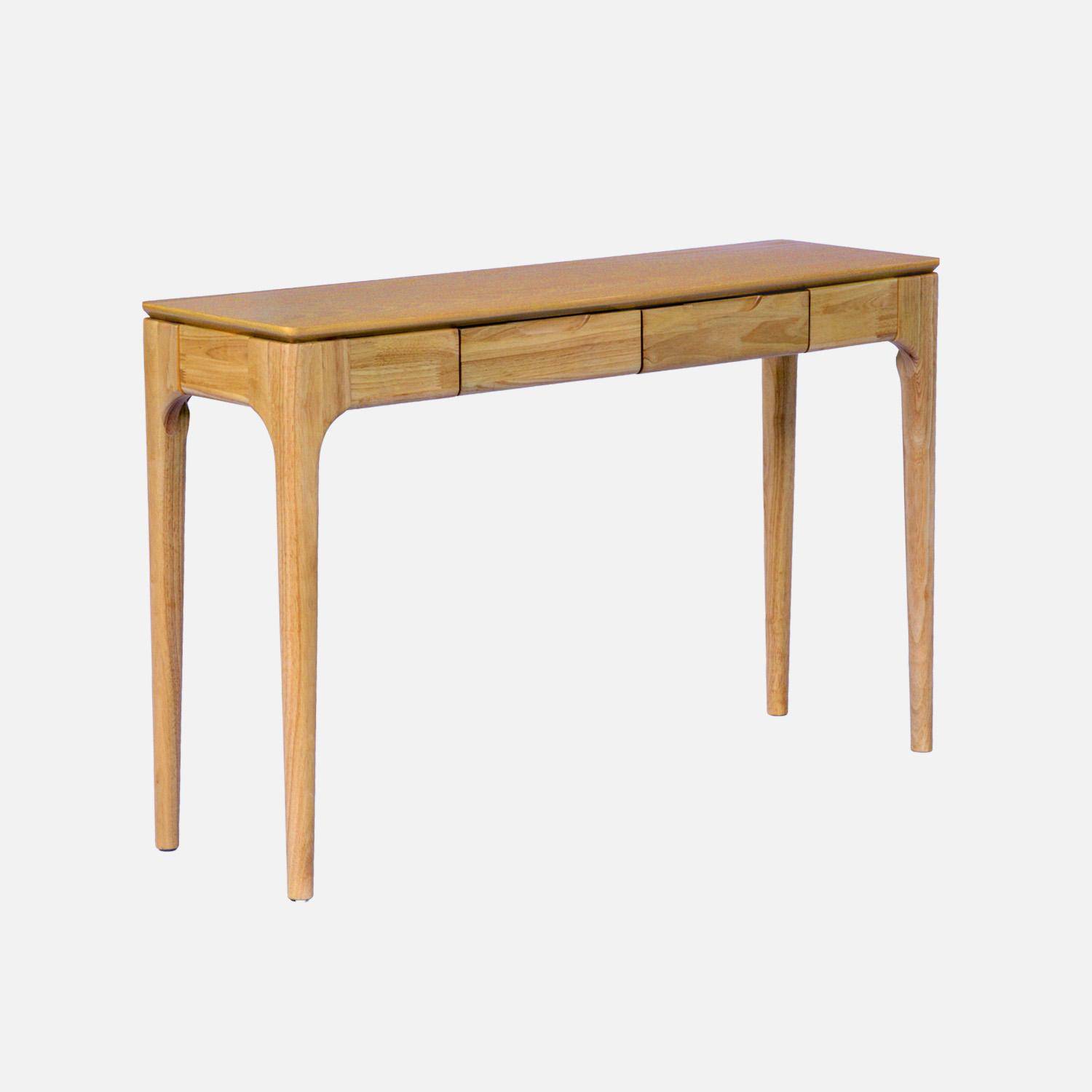 Consola em seringueira e freixo com 2 gavetas, Alienor, Natural, 120x35x75 cm,sweeek,Photo2