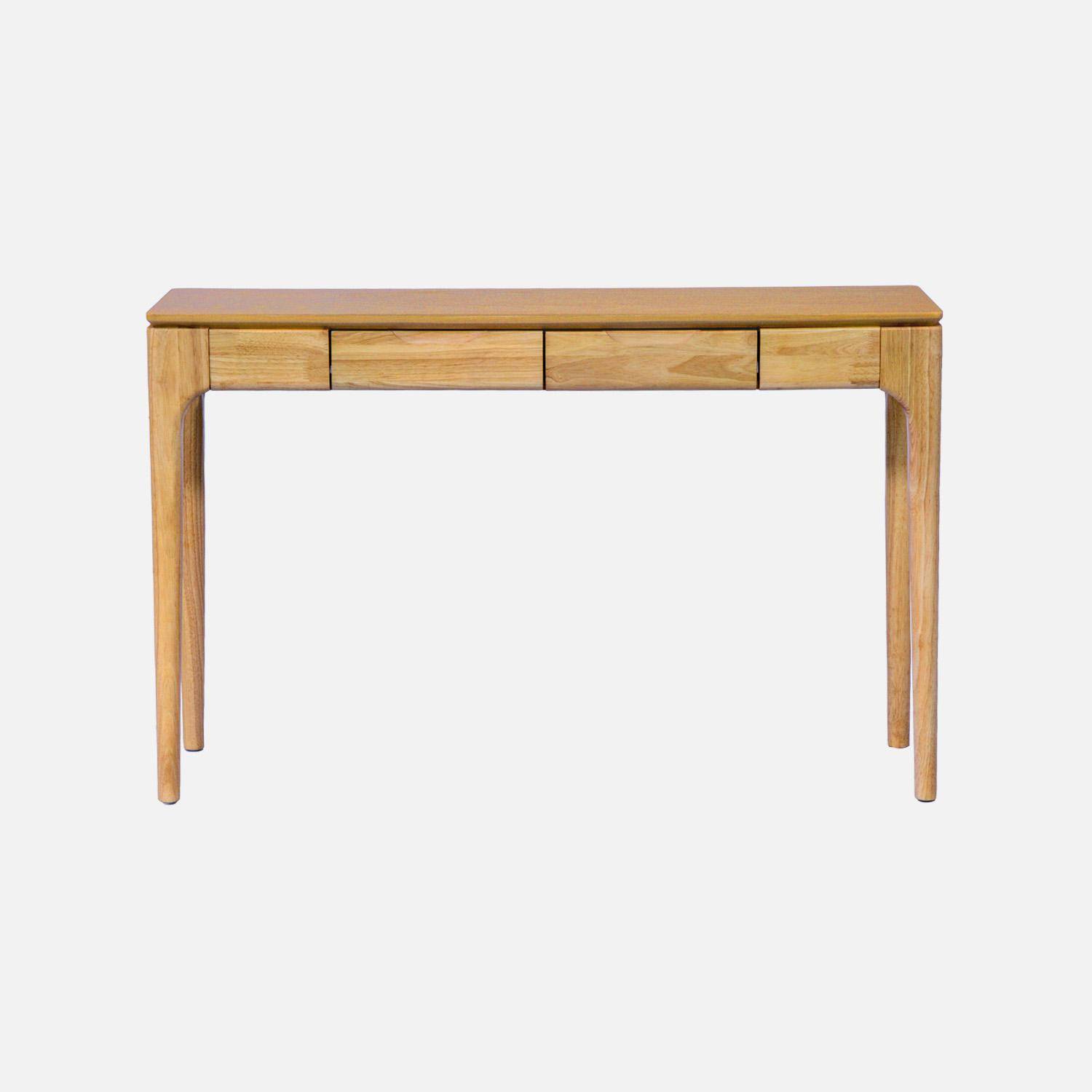 Consola em seringueira e freixo com 2 gavetas, Alienor, Natural, 120x35x75 cm,sweeek,Photo3