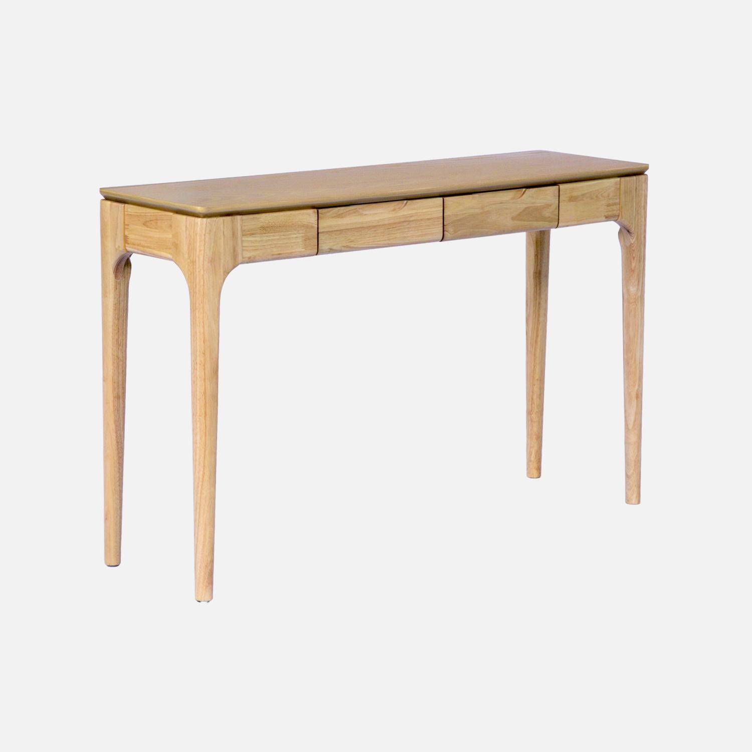 Consola em seringueira e freixo com 2 gavetas, Alienor, Natural, 120x35x75 cm Photo1