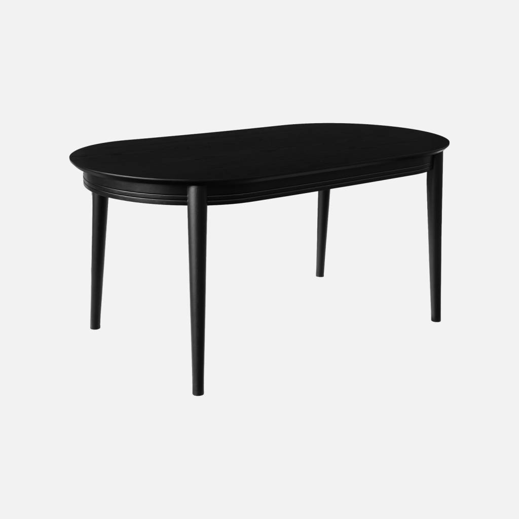 Table oblongue bois d'hévéa placage chêne 6 places noir