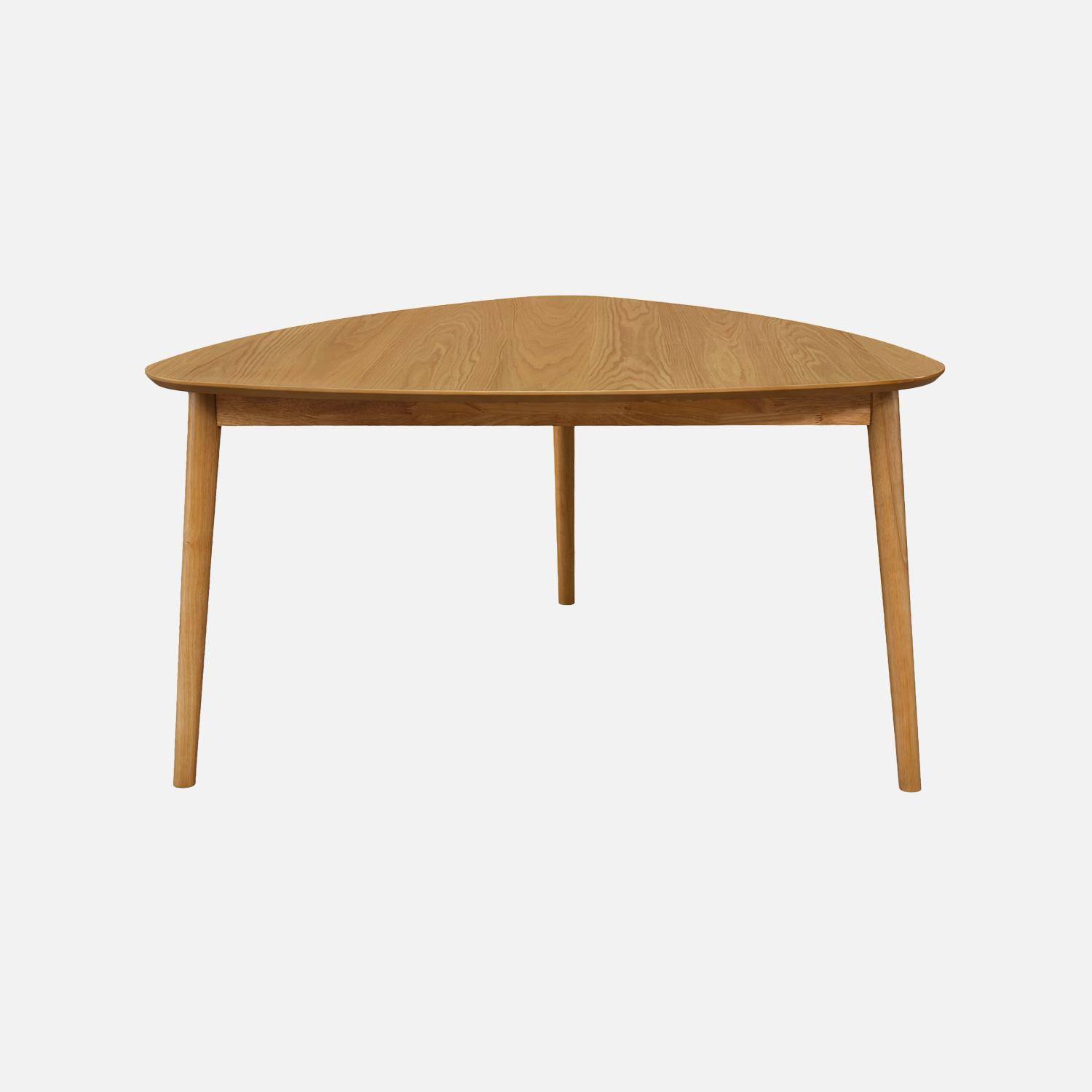 Driehoekige eettafel van rubberhout met eikenfineer 6 plaatsen naturel - Ninon Photo3