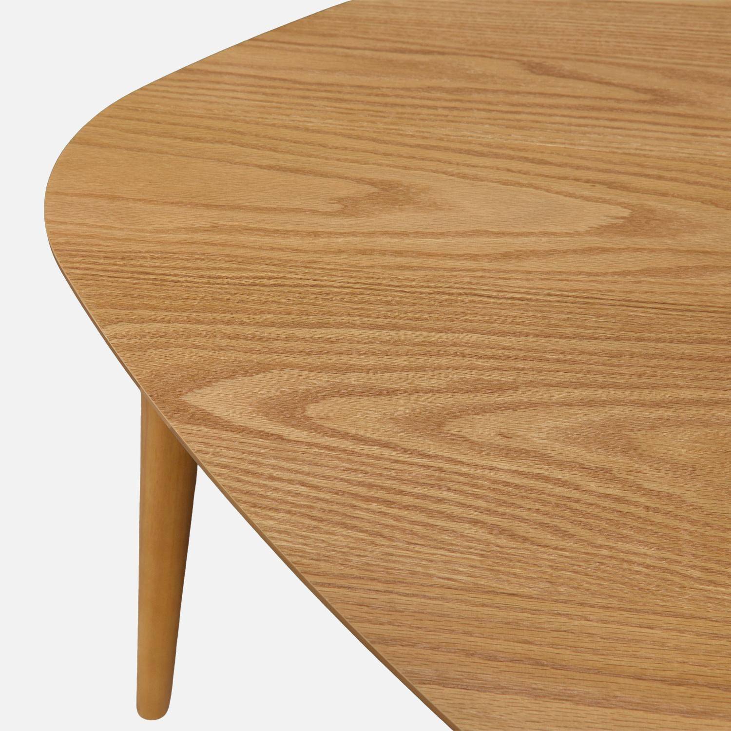 Driehoekige eettafel van rubberhout met eikenfineer 6 plaatsen naturel - Ninon Photo4