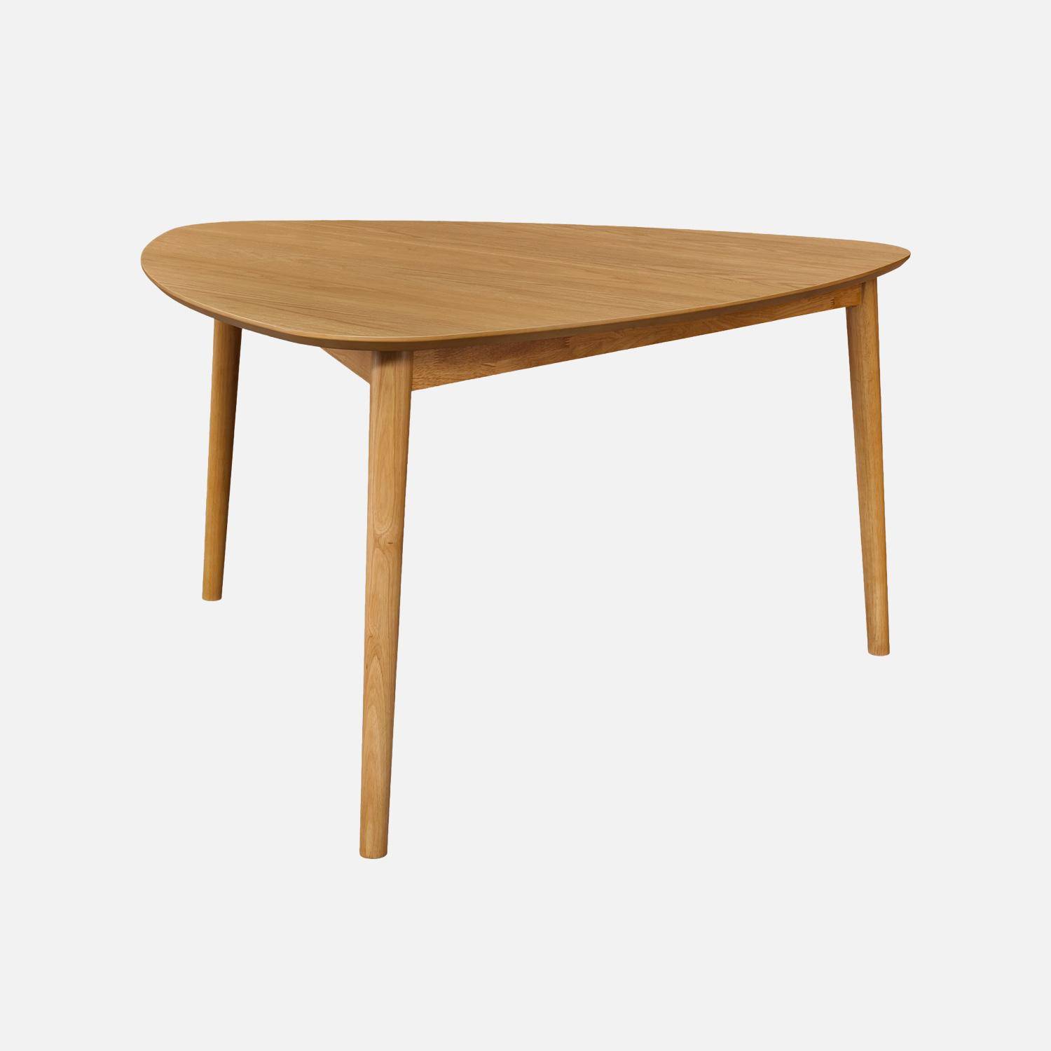 Driehoekige eettafel van rubberhout met eikenfineer 6 plaatsen naturel - Ninon Photo2