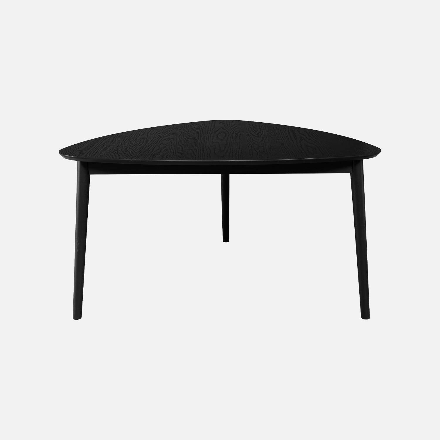 Table à manger triangulaire bois d'hévéa placage chêne 6 places noir - Ninon Photo3