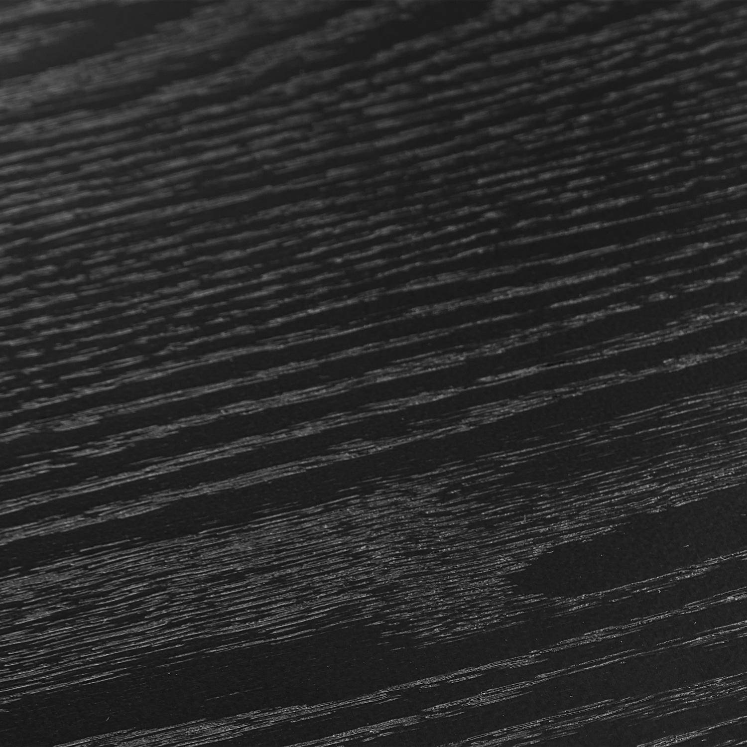 Table à manger triangulaire bois d'hévéa placage chêne 6 places noir - Ninon Photo5