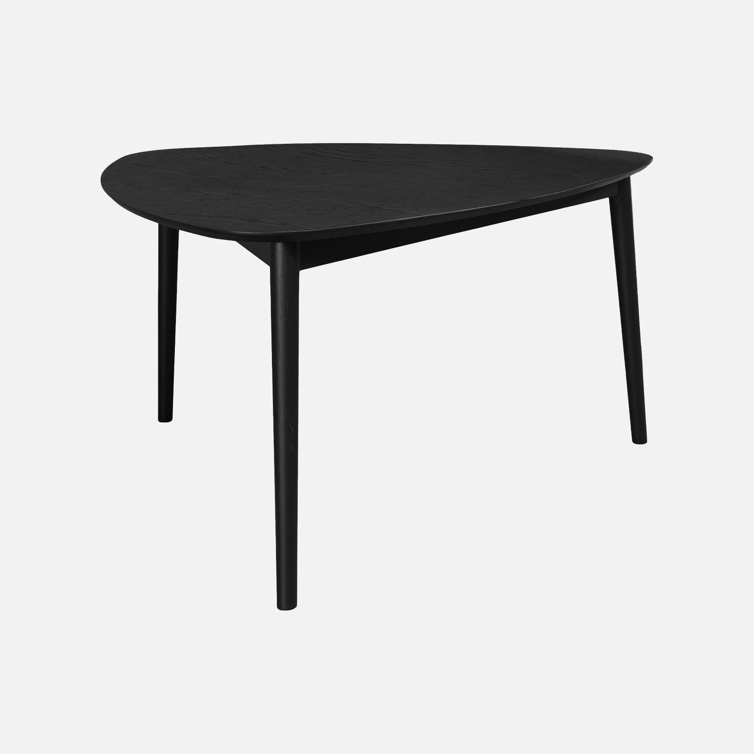 Table à manger triangulaire bois d'hévéa placage chêne 6 places noir - Ninon,sweeek,Photo2
