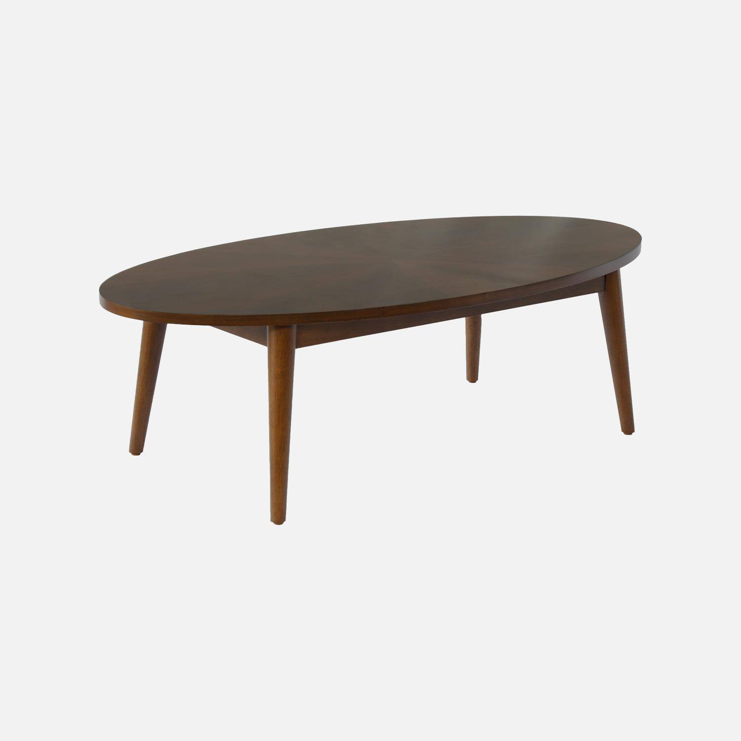Table basse ovale bois d'hévéa et placage chêne noyer - Diane Photo1
