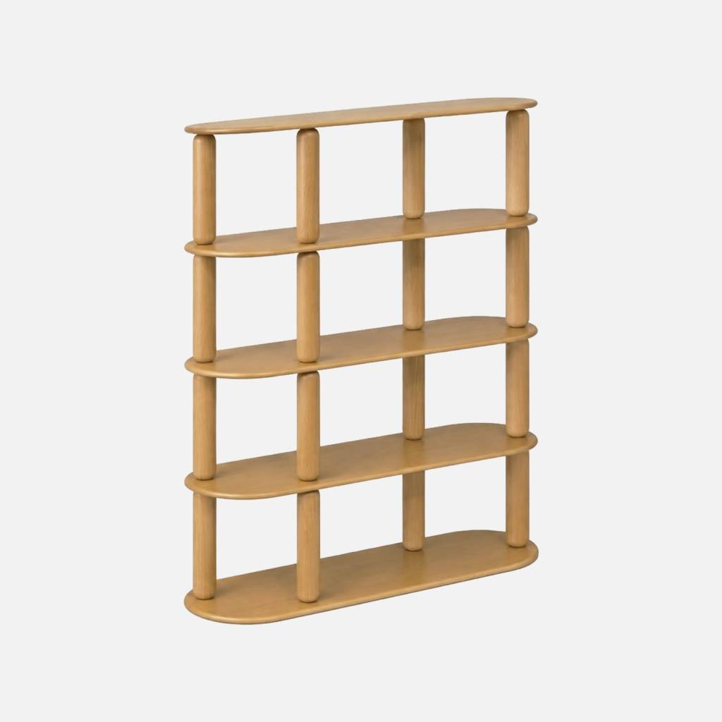 Etagère, bibliothèque bois placage chêne 5 niveaux naturel