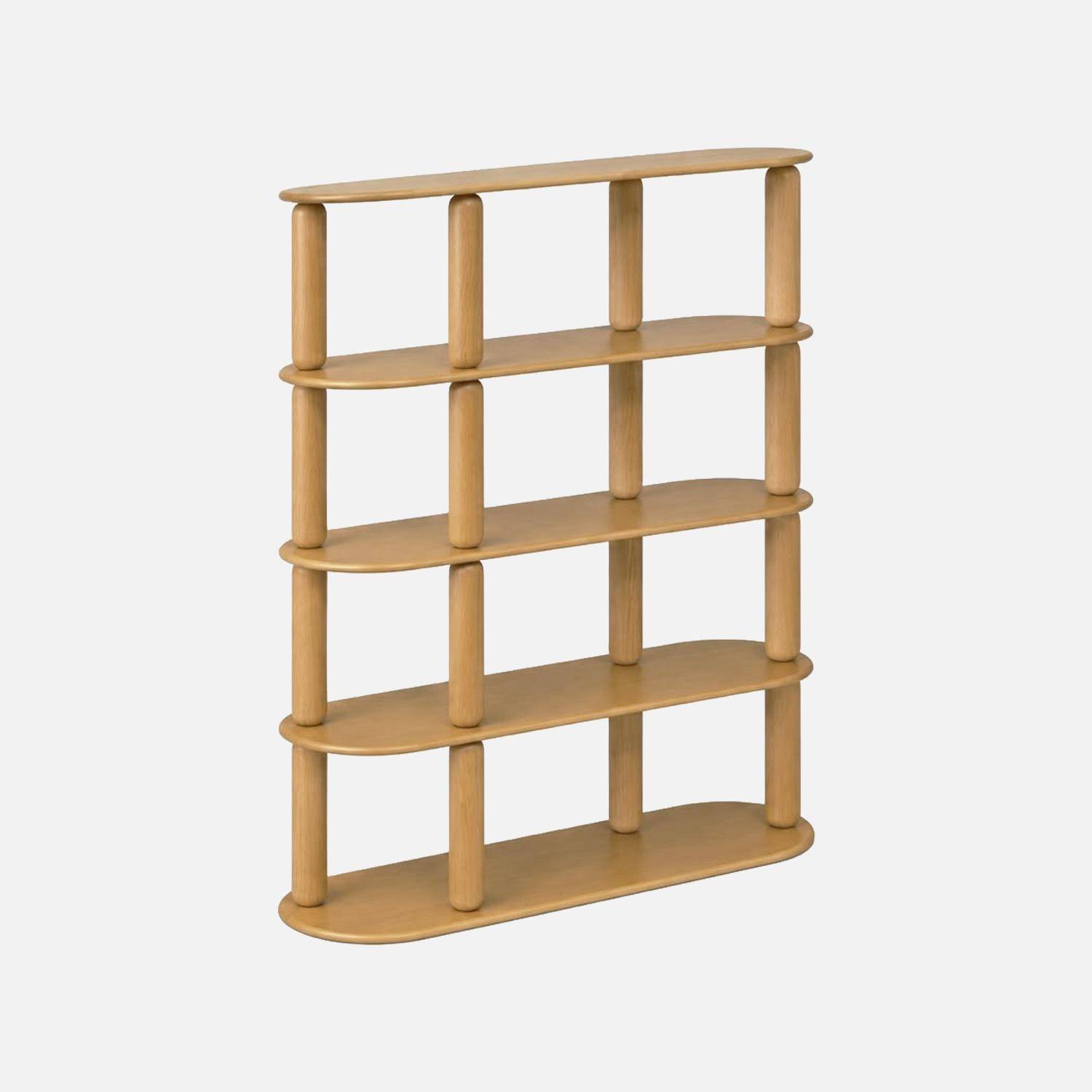 Etagère, bibliothèque bois d'hévéa placage chêne 5 niveaux naturel - Manon Photo1