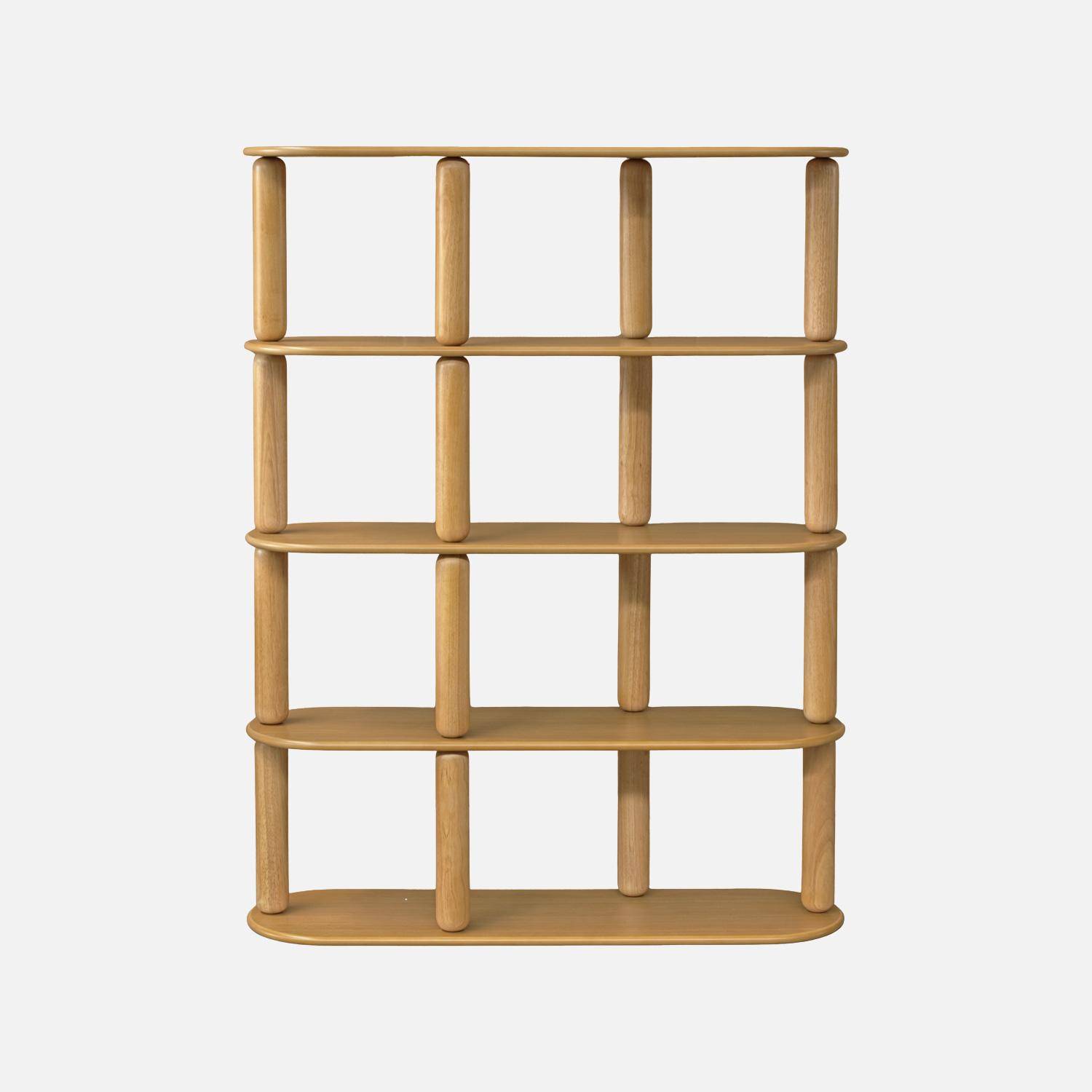 Etagère, bibliothèque bois d'hévéa placage chêne 5 niveaux naturel - Manon,sweeek,Photo2
