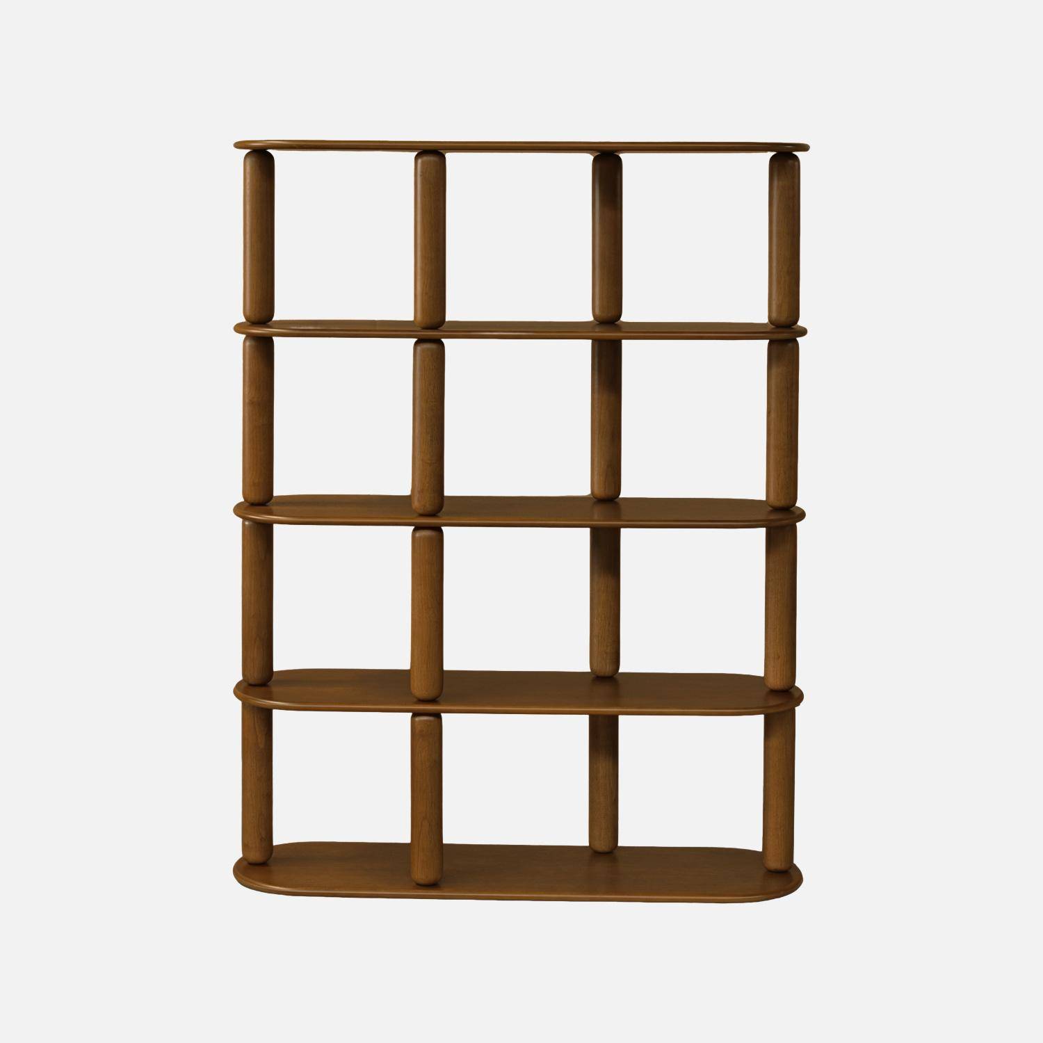 Etagère, bibliothèque bois d'hévéa placage chêne 5 niveaux noyer - Manon Photo2