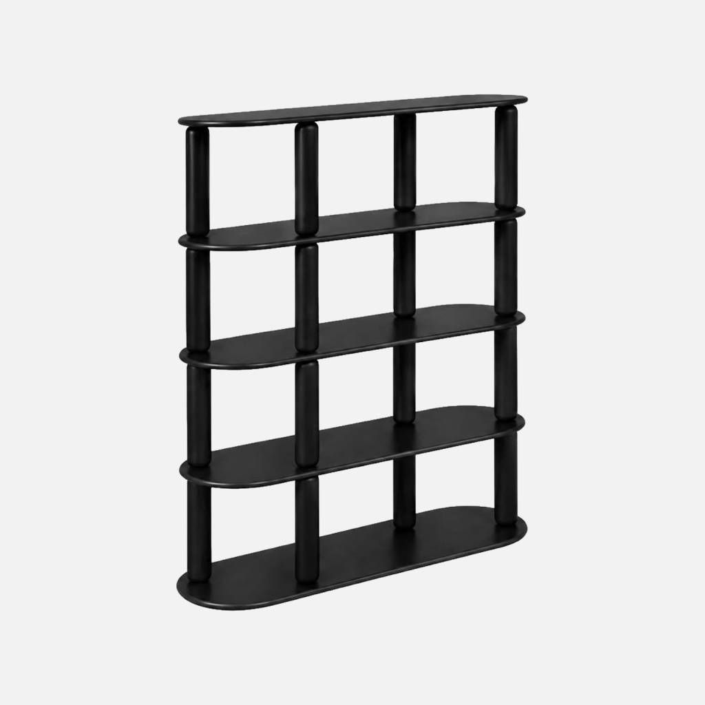 Etagère, bibliothèque bois placage chêne 5 niveaux noir