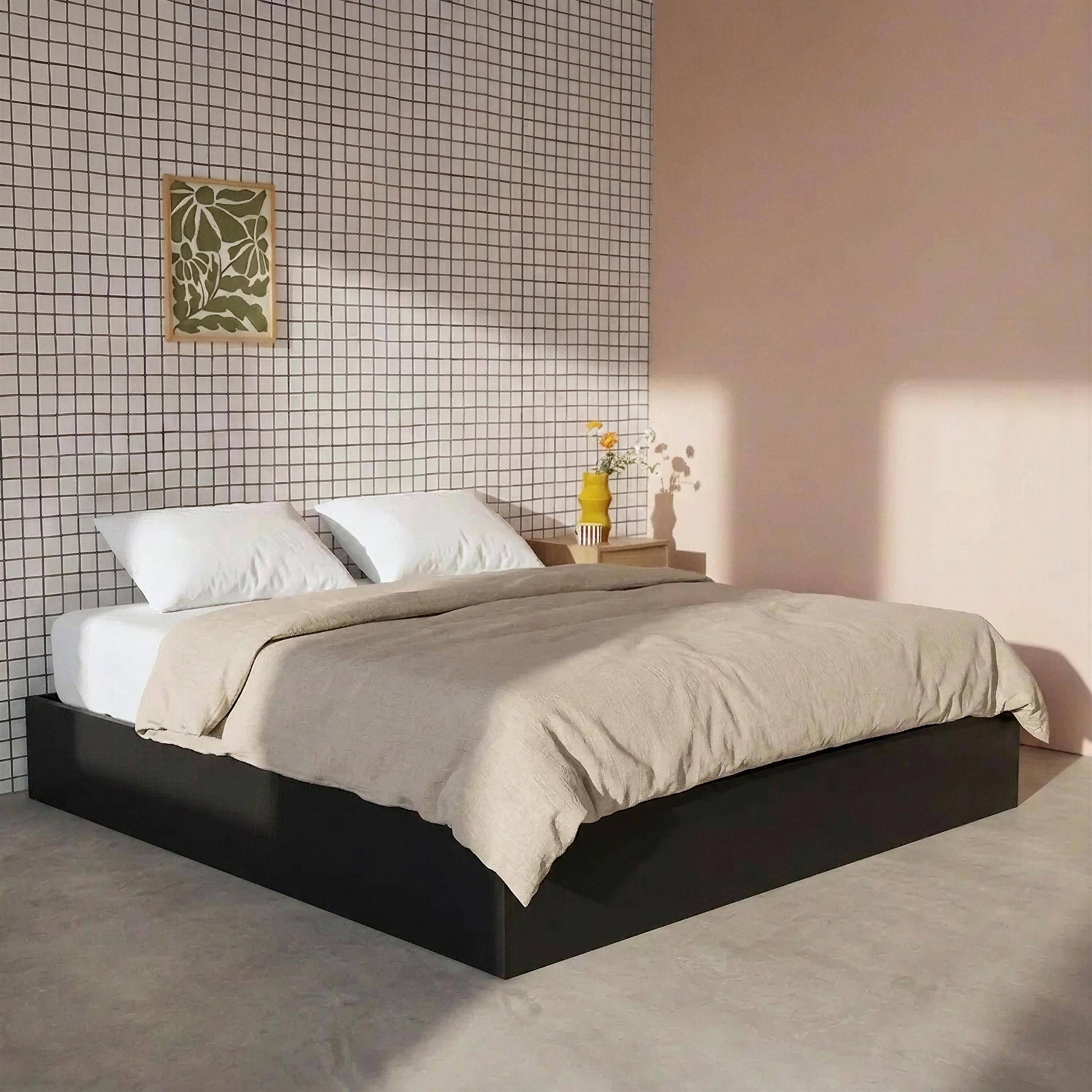 Cama baú com estrado de ripas em madeira, 160x200cm, Lift, Preto, 207x167x30 cm Photo1