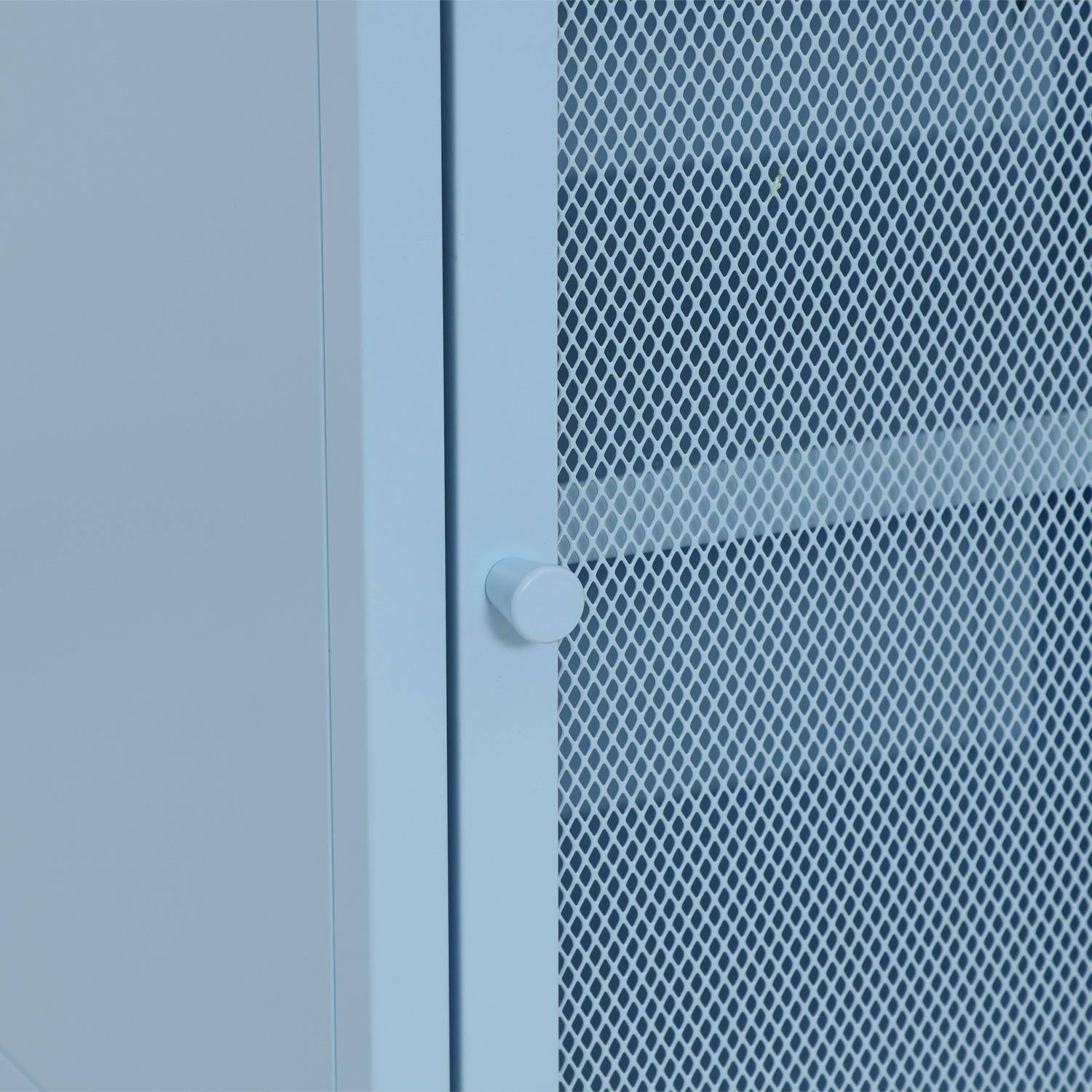Lot de 2 tables de chevet industrielles métal bleu clair 1 porte grillagée, 40 x 37 x 58,5 cm - Ohio,sweeek,Photo5