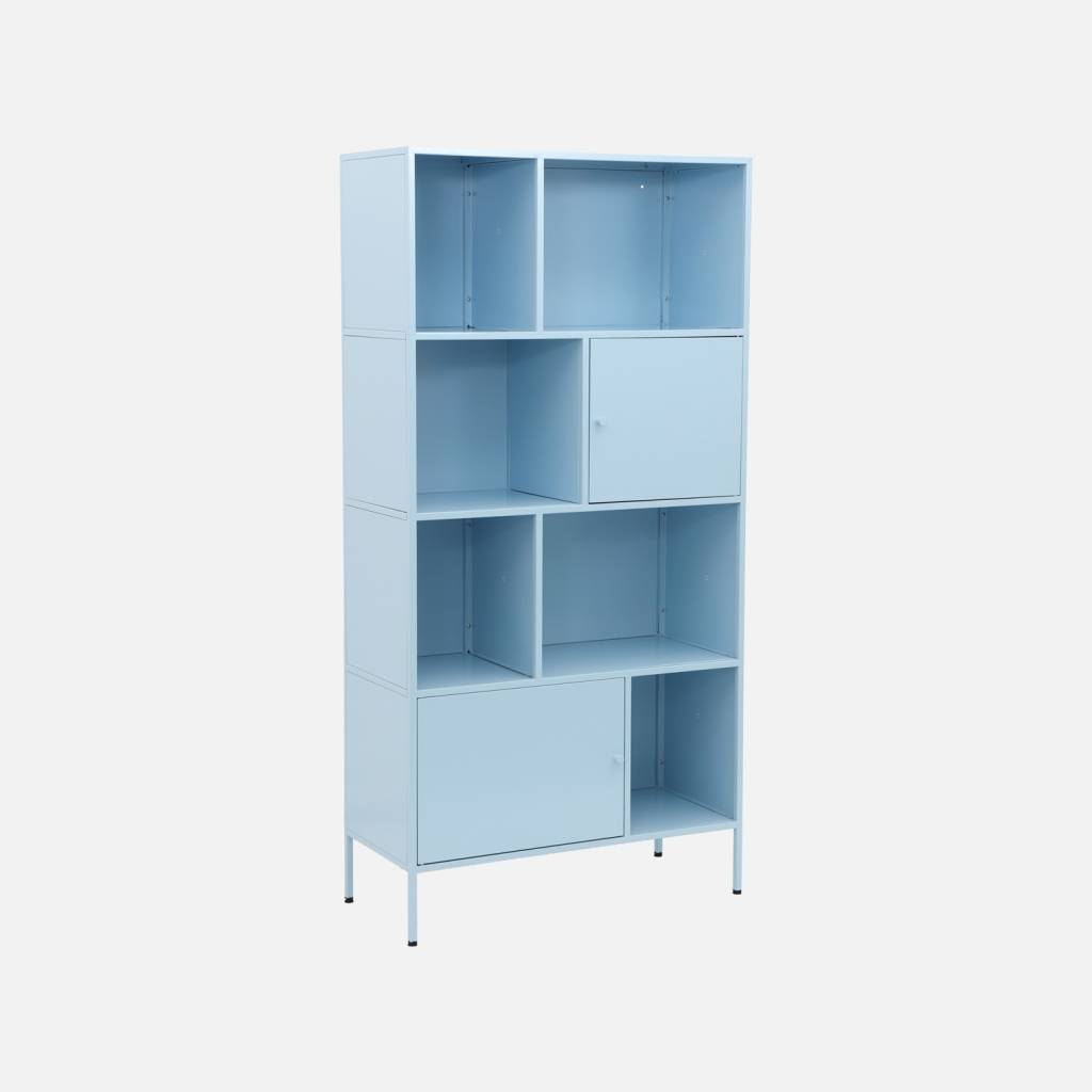 Buffet industriel métal bleu clair 8 compartiments