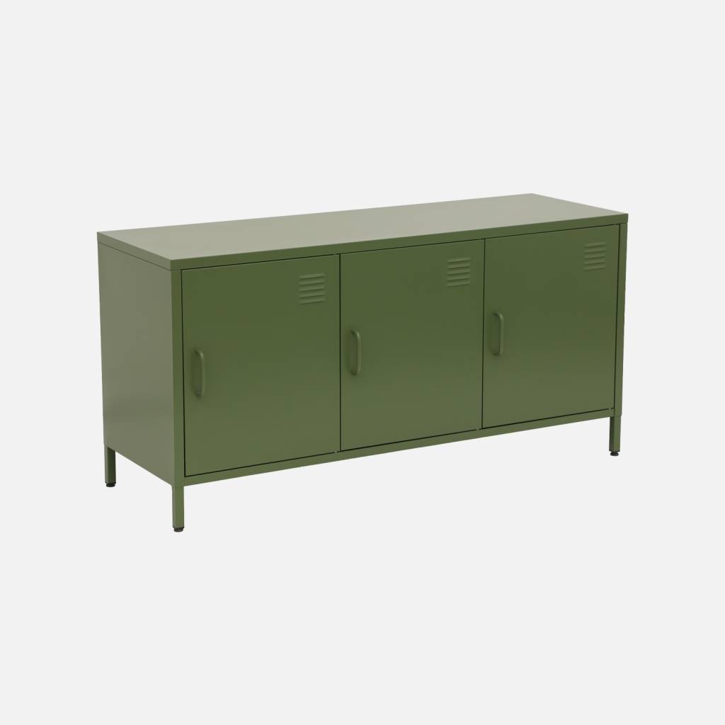 Meuble TV industriel métal vert 3 portes 120cm