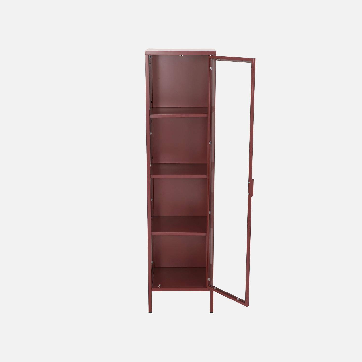 Buffet, vaisselier acier et verre trempé 1 porte 160cm bordeaux - Arkansas,sweeek,Photo5