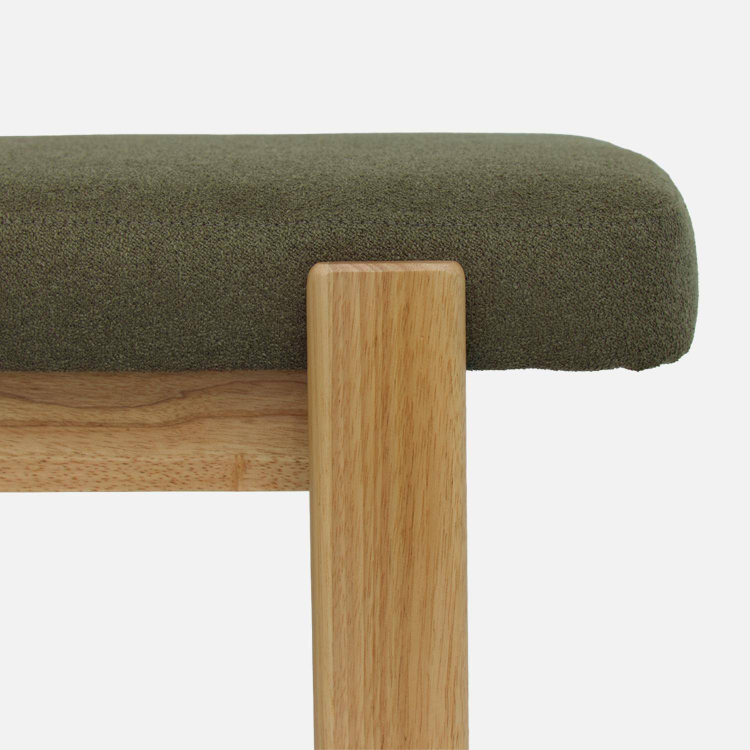 Banc, bout de lit bois d'hévéa teinte naturelle et tissu texturé kaki - Noma,sweeek,Photo3