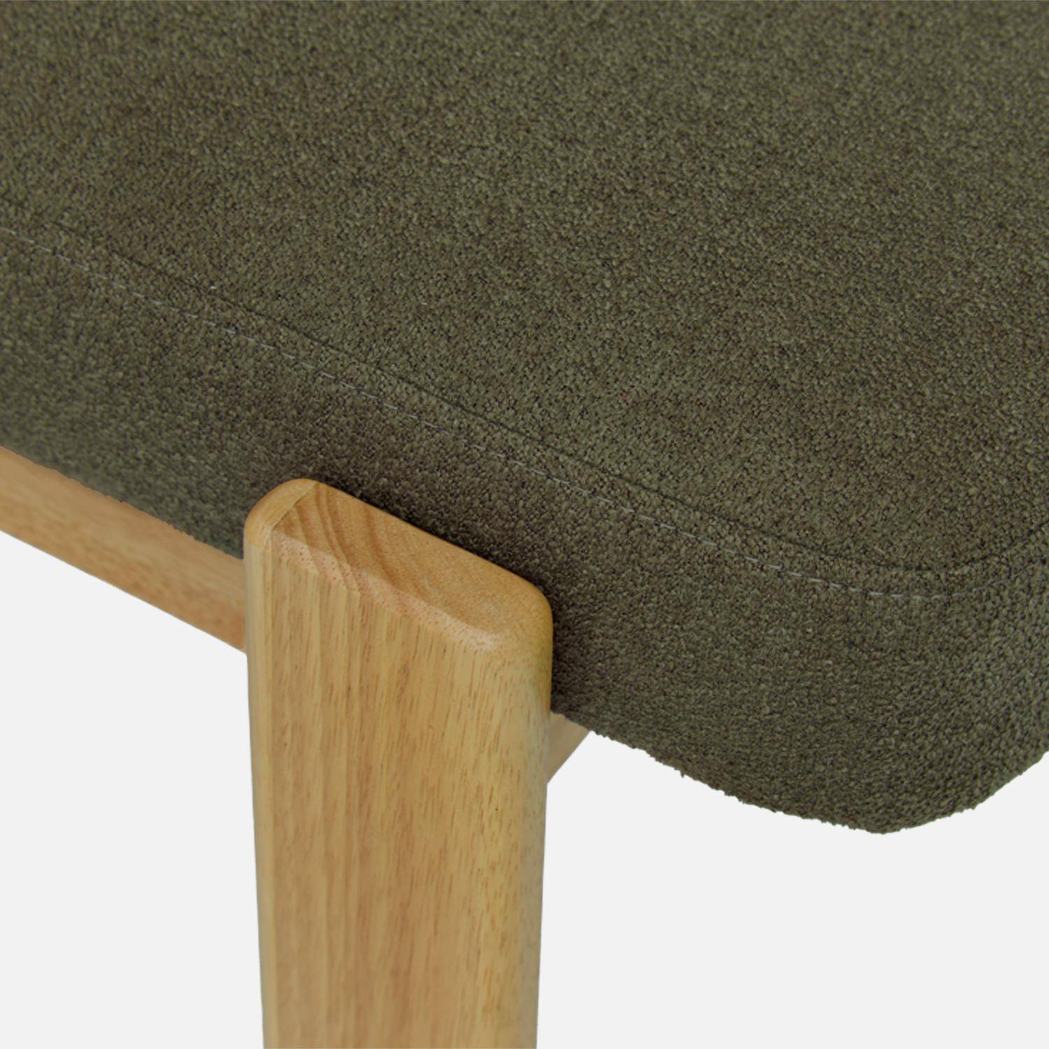 Banc, bout de lit bois d'hévéa teinte naturelle et tissu texturé kaki - Noma Photo4