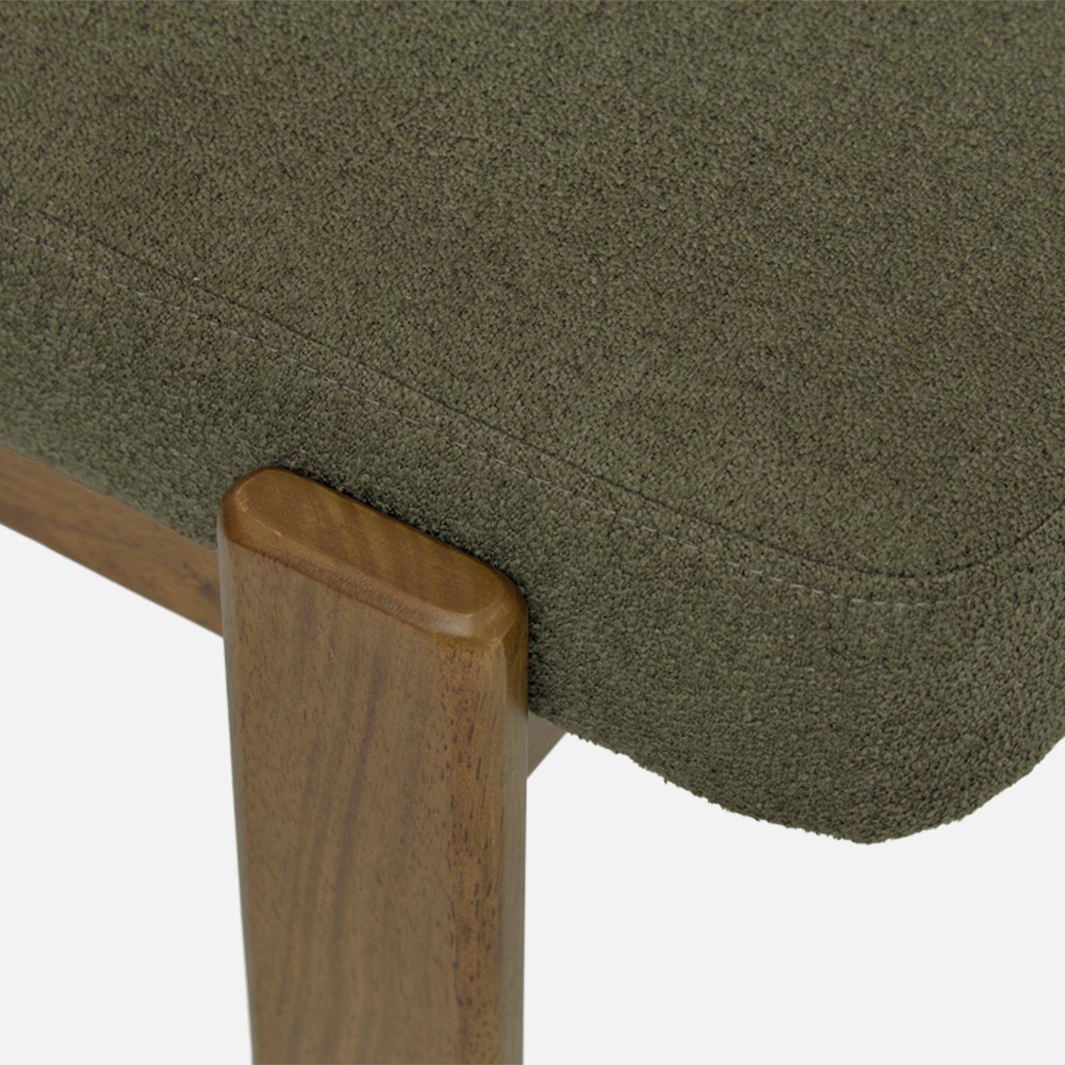 Banc, bout de lit bois d'hévéa teinte noyer et tissu texturé kaki - Noma Photo4
