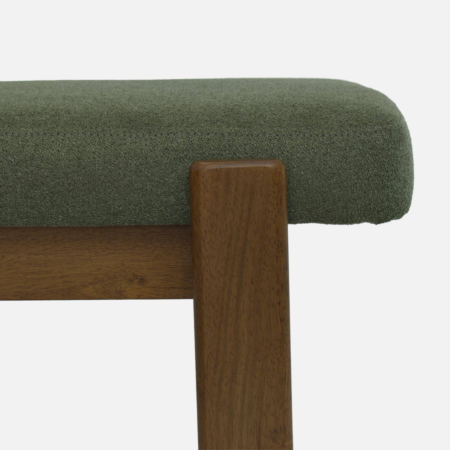 Banc, bout de lit bois d'hévéa teinte noyer et tissu texturé kaki - Noma Photo3