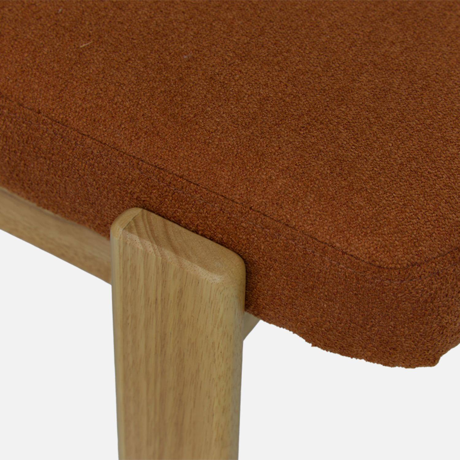 Banc, bout de lit bois d'hévéa teinte naturelle et tissu texturé terracotta - Noma Photo4