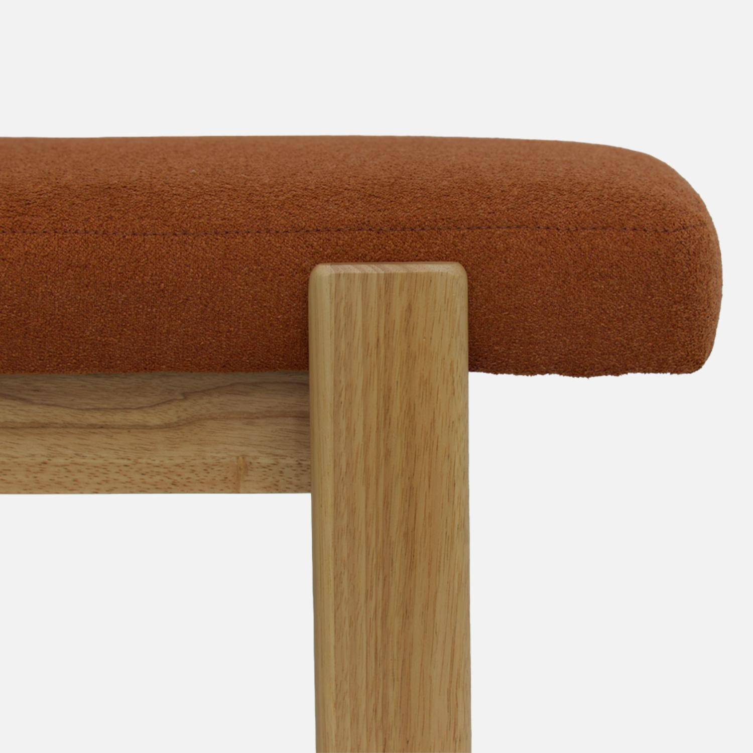Banc, bout de lit bois d'hévéa teinte naturelle et tissu texturé terracotta - Noma Photo3