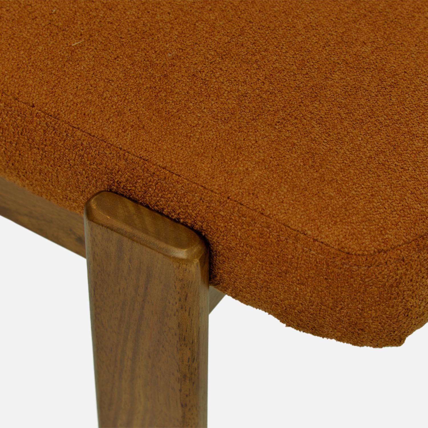 Banc, bout de lit bois d'hévéa teinte noyer et tissu texturé terracotta - Noma Photo4