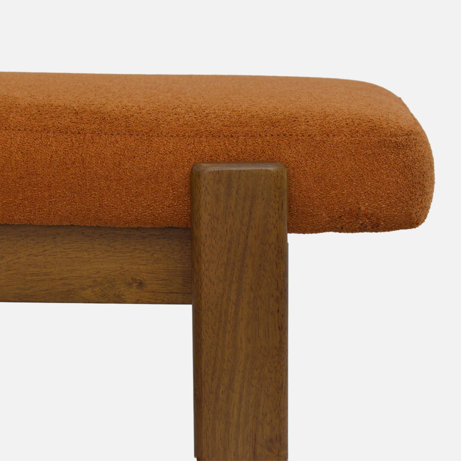 Banc, bout de lit bois d'hévéa teinte noyer et tissu texturé terracotta - Noma,sweeek,Photo3