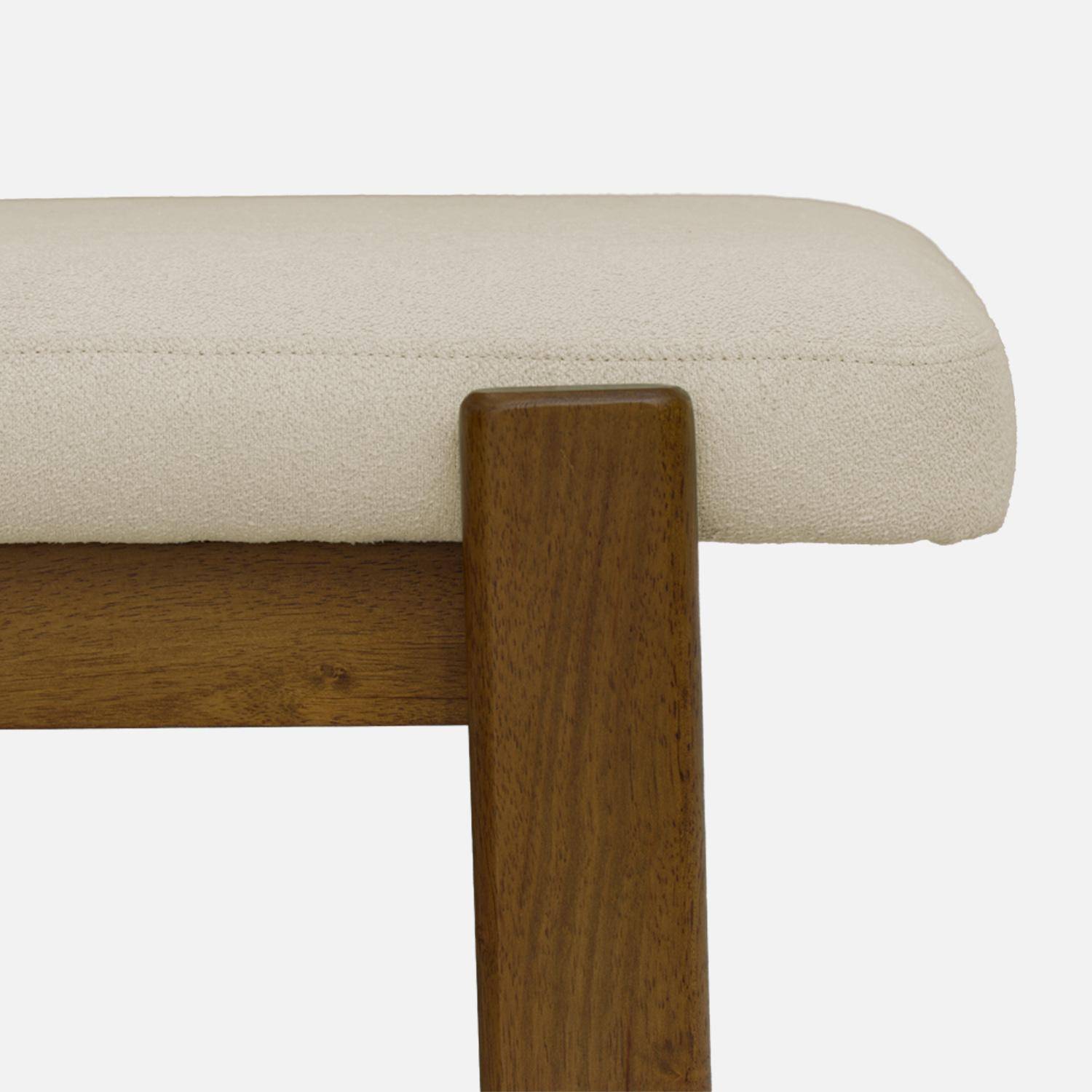 Banc, bout de lit bois d'hévéa teinte noyer et tissu texturé blanc cassé - Noma,sweeek,Photo3