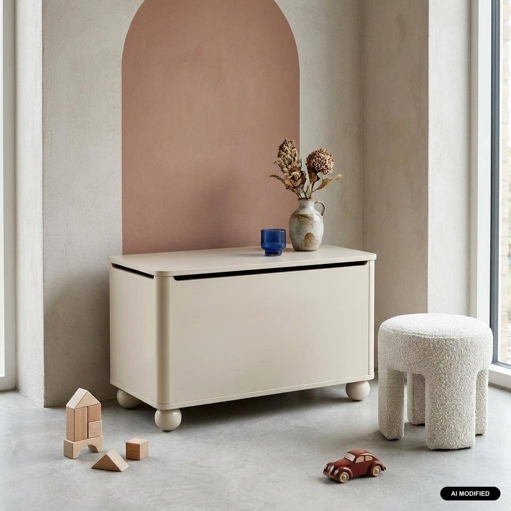 Coffre à jouets enfant décor bois laqué beige - Noushka,sweeek,Photo1