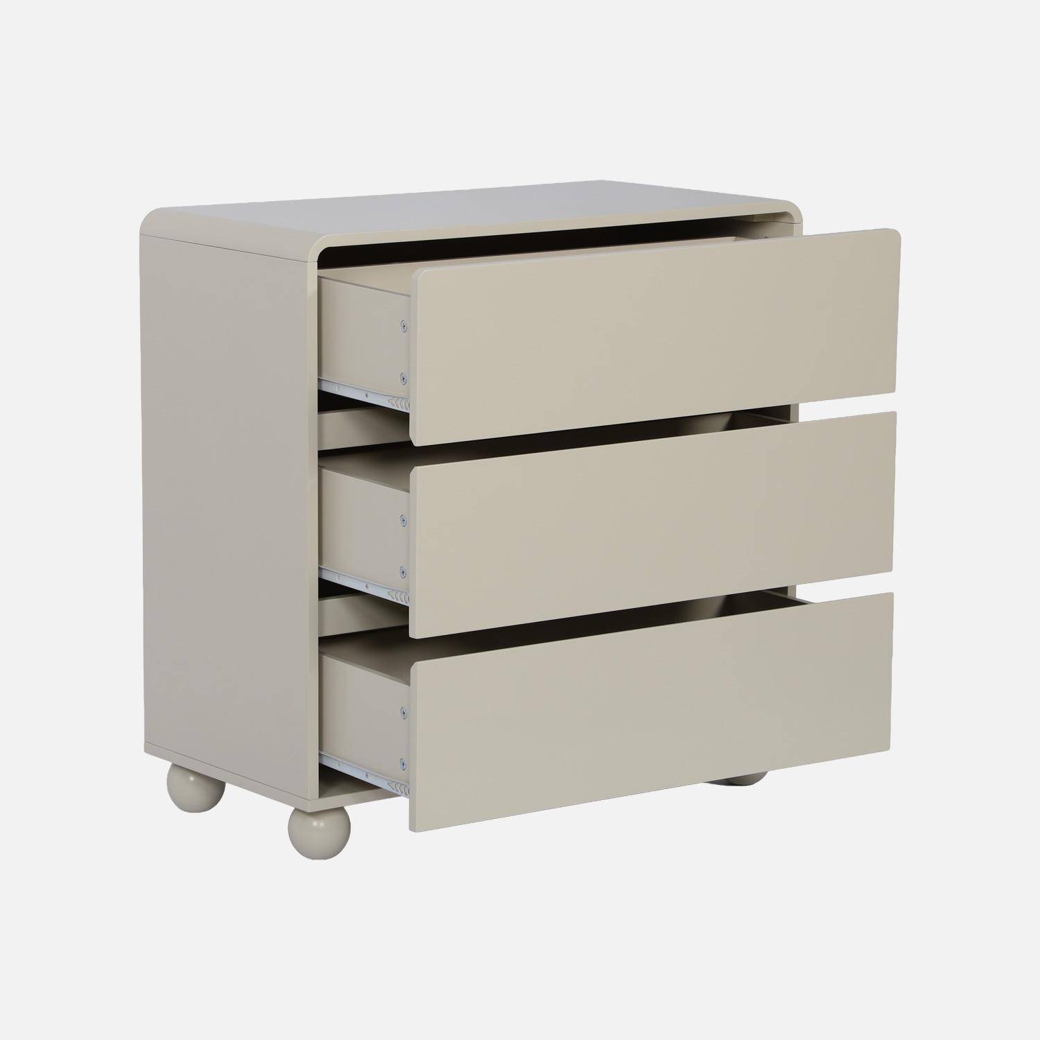 Cómoda infantil efecto madera lacada con 3 cajones, Noushka, Beige, 80x79x40 cm Photo5