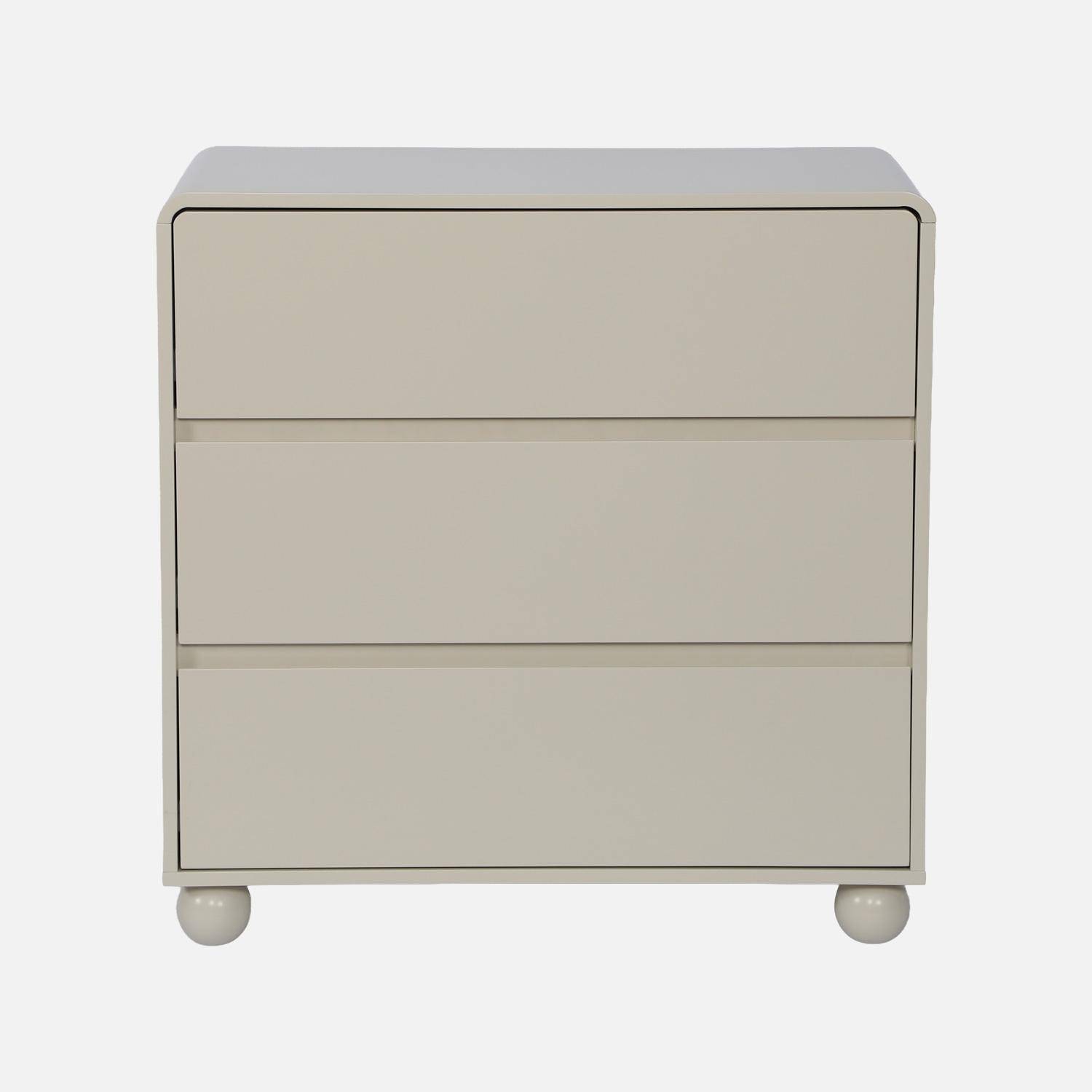 Cómoda infantil efecto madera lacada con 3 cajones, Noushka, Beige, 80x79x40 cm,sweeek,Photo3