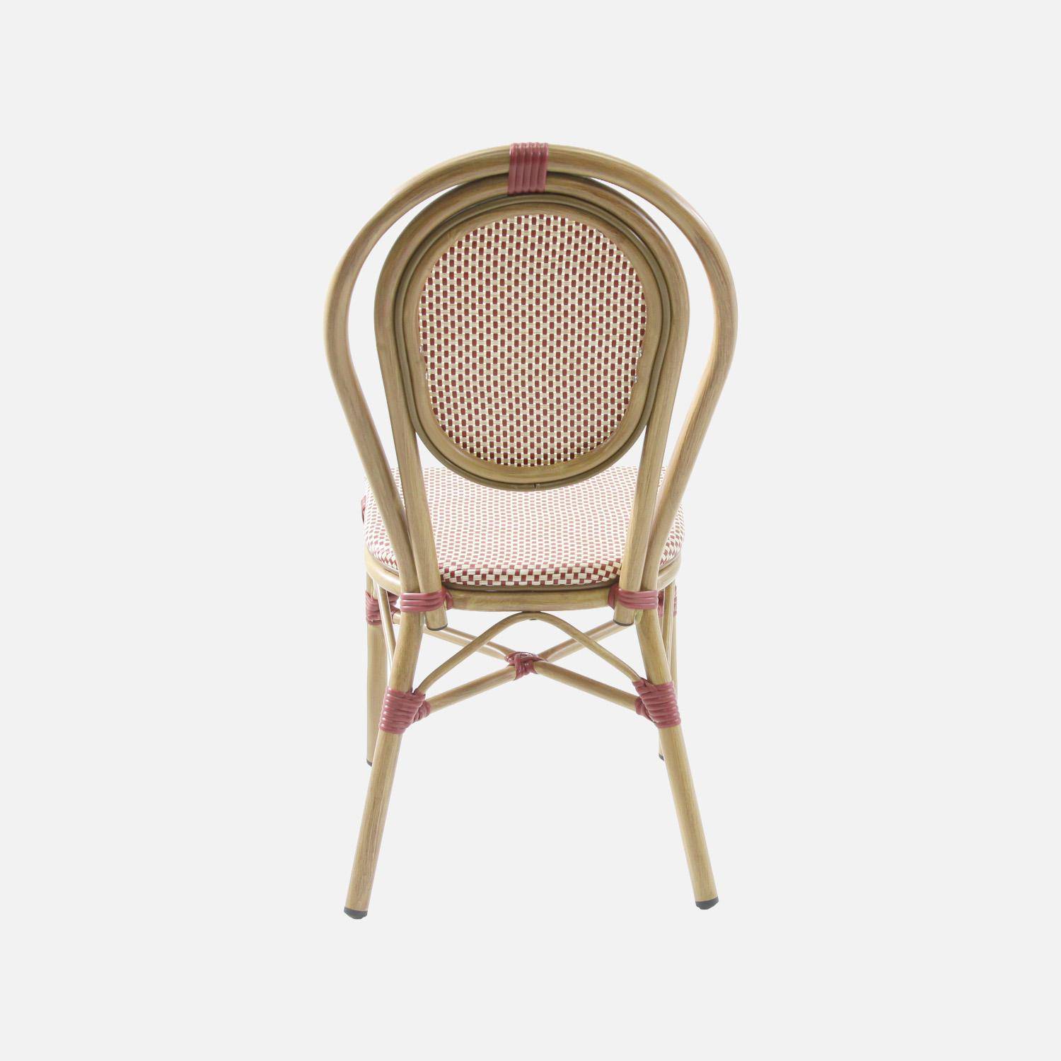 2 chaises de terrasse bistrot en textile et aluminium rouge et beige - Opera Photo5