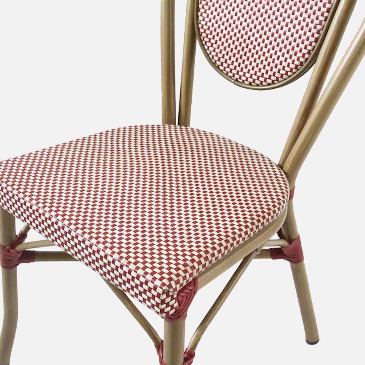 2 chaises de terrasse bistrot en textile et aluminium rouge et beige - Opera Photo7