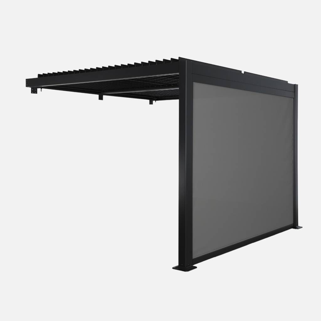 Pergola bioclimatique adossée 3x3m noir + 1 store 3m