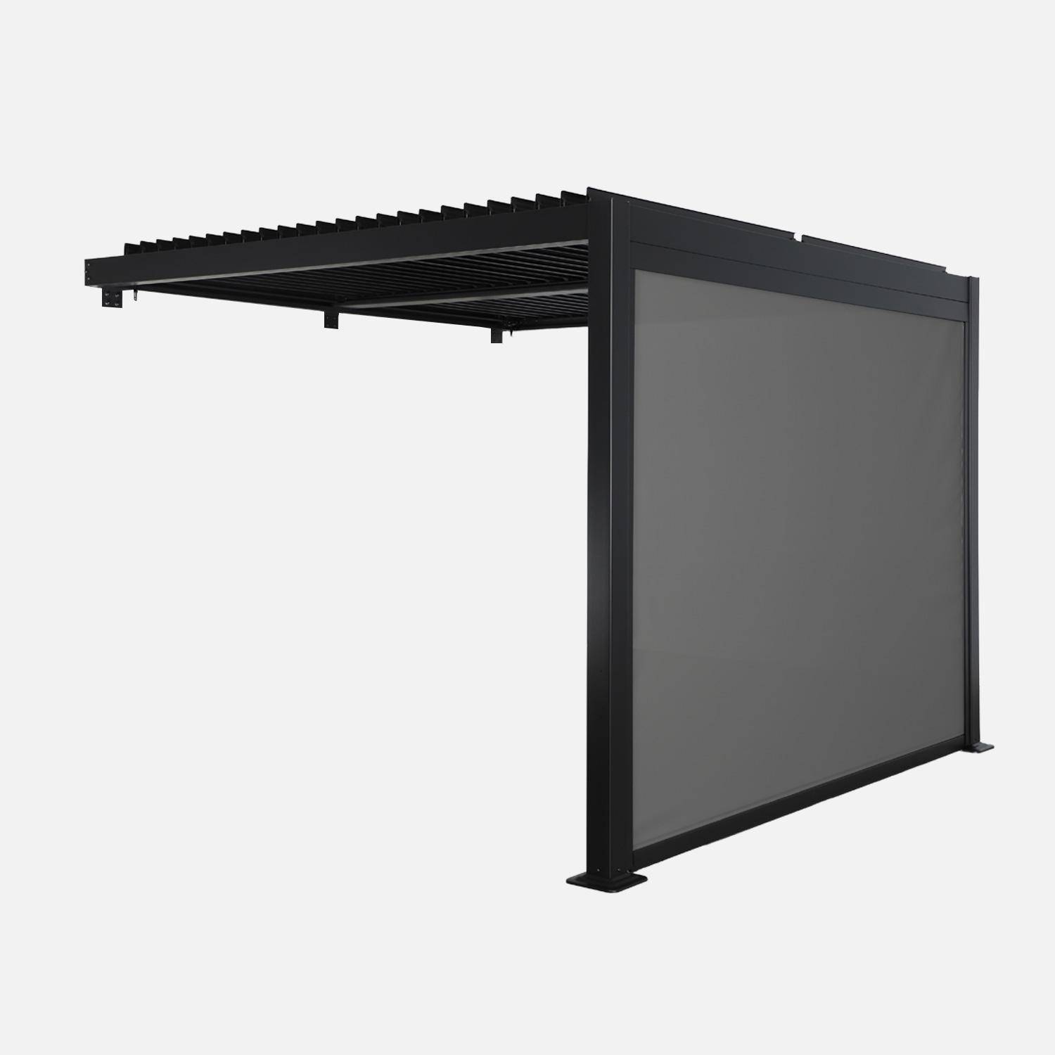 Pergola bioclimatique aluminium adossée 3x3m noir + 1 store 3m Palace Photo2
