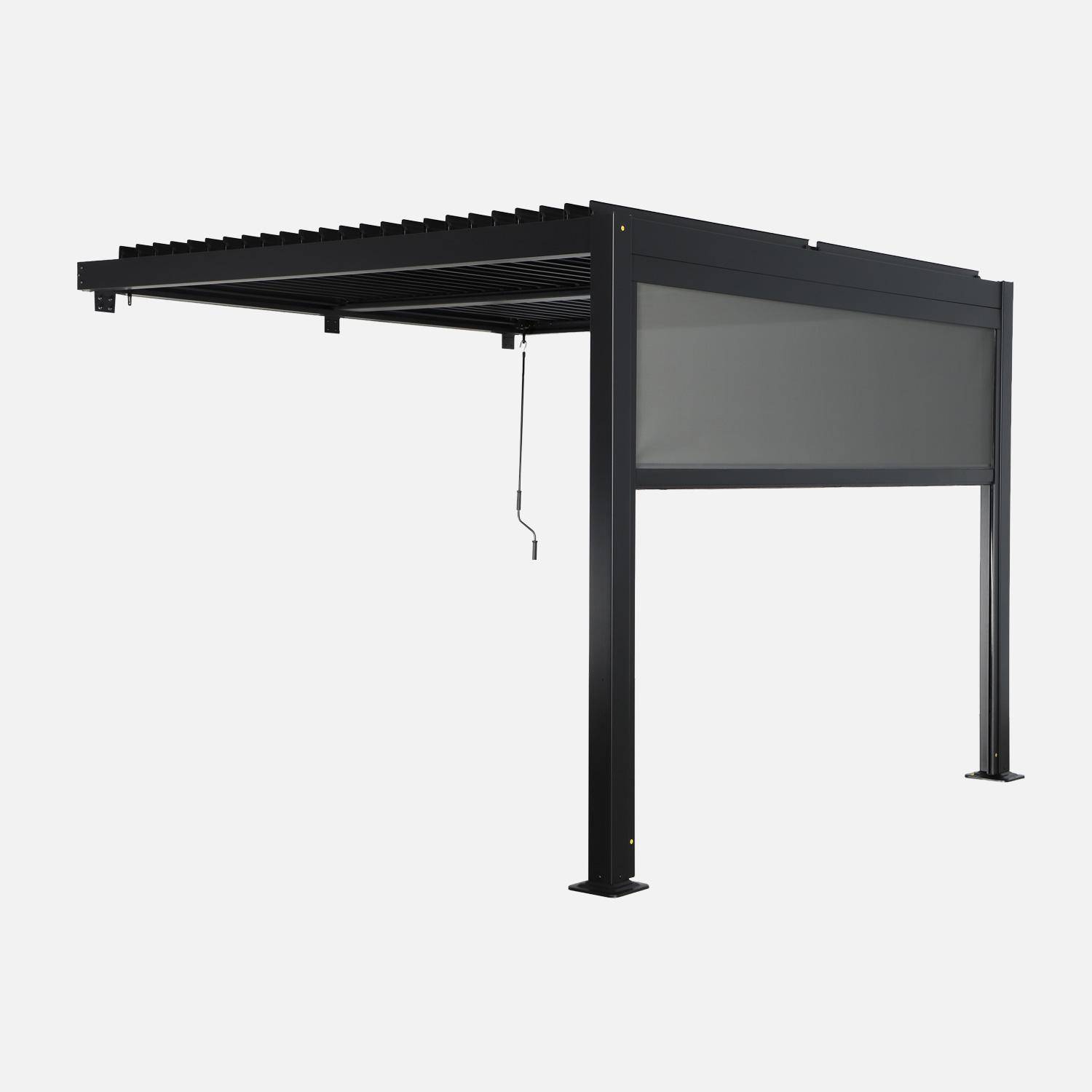 Pergola bioclimatique aluminium adossée 3x3m noir + 1 store 3m Palace,sweeek,Photo3