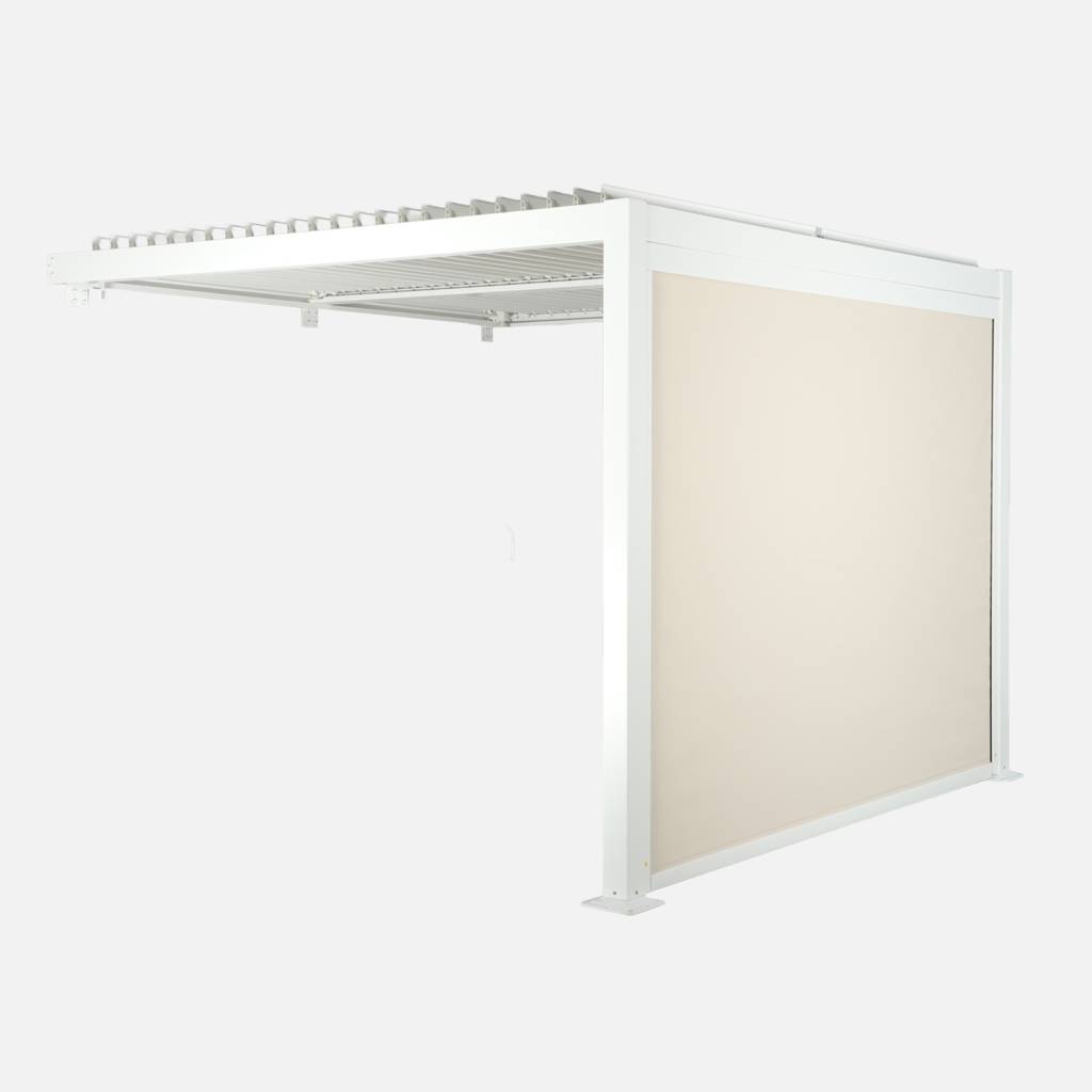 Pérgola bioclimática de alumínio encostada 3x3m + 1 estore 3m , Branco