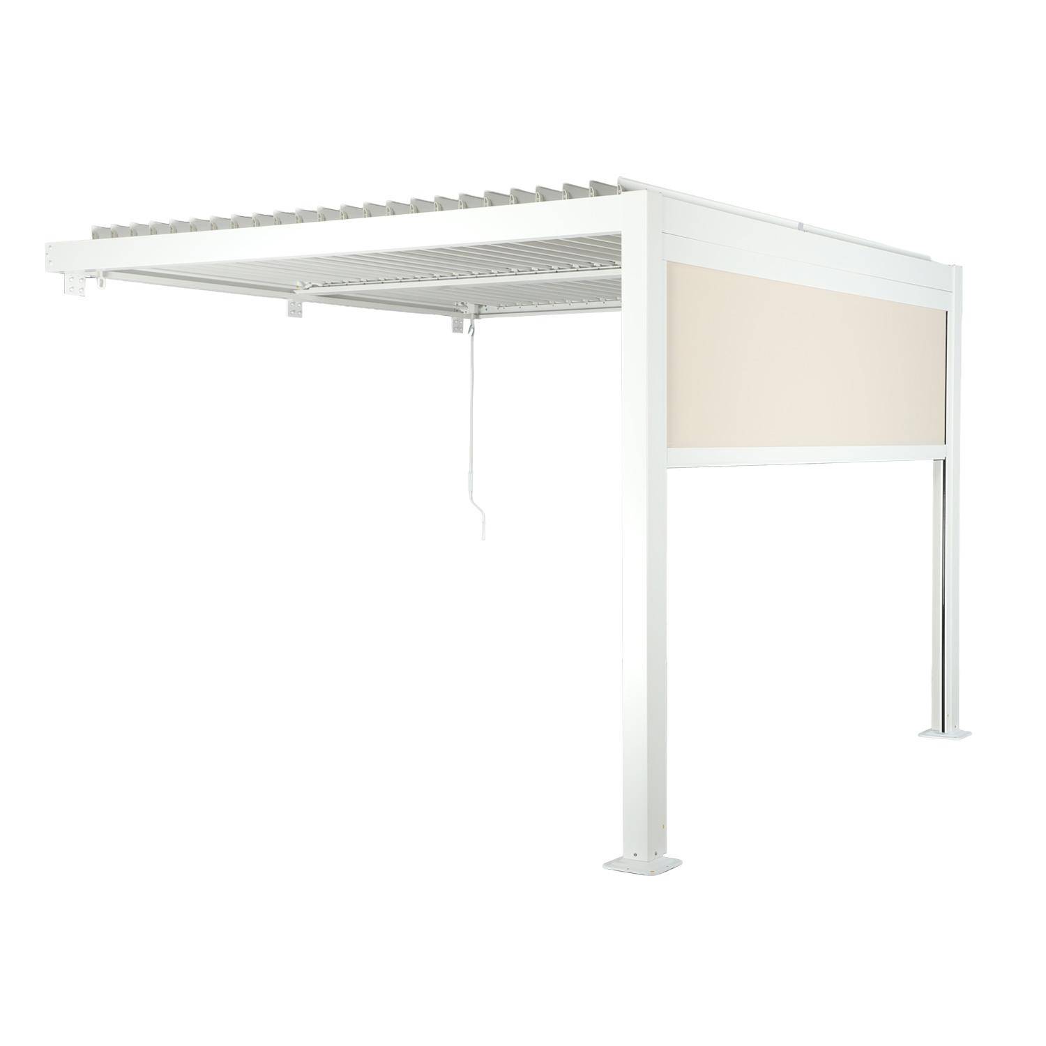 Pérgola bioclimática de alumínio encostada 3x3m + 1 estore 3m , Palace 3x3m encostada + acessório, Branco, 293x289x224 cm Photo4