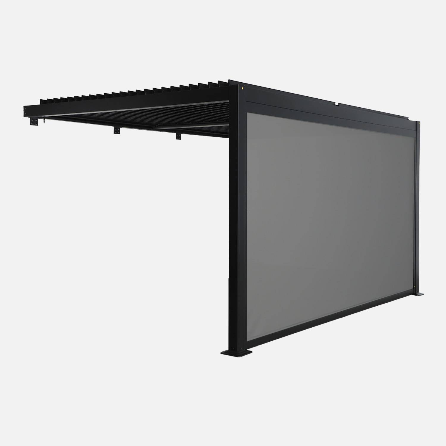 Pergola bioclimatique aluminium adossée 4x3m noir + 1 store 4m Palace,sweeek,Photo1